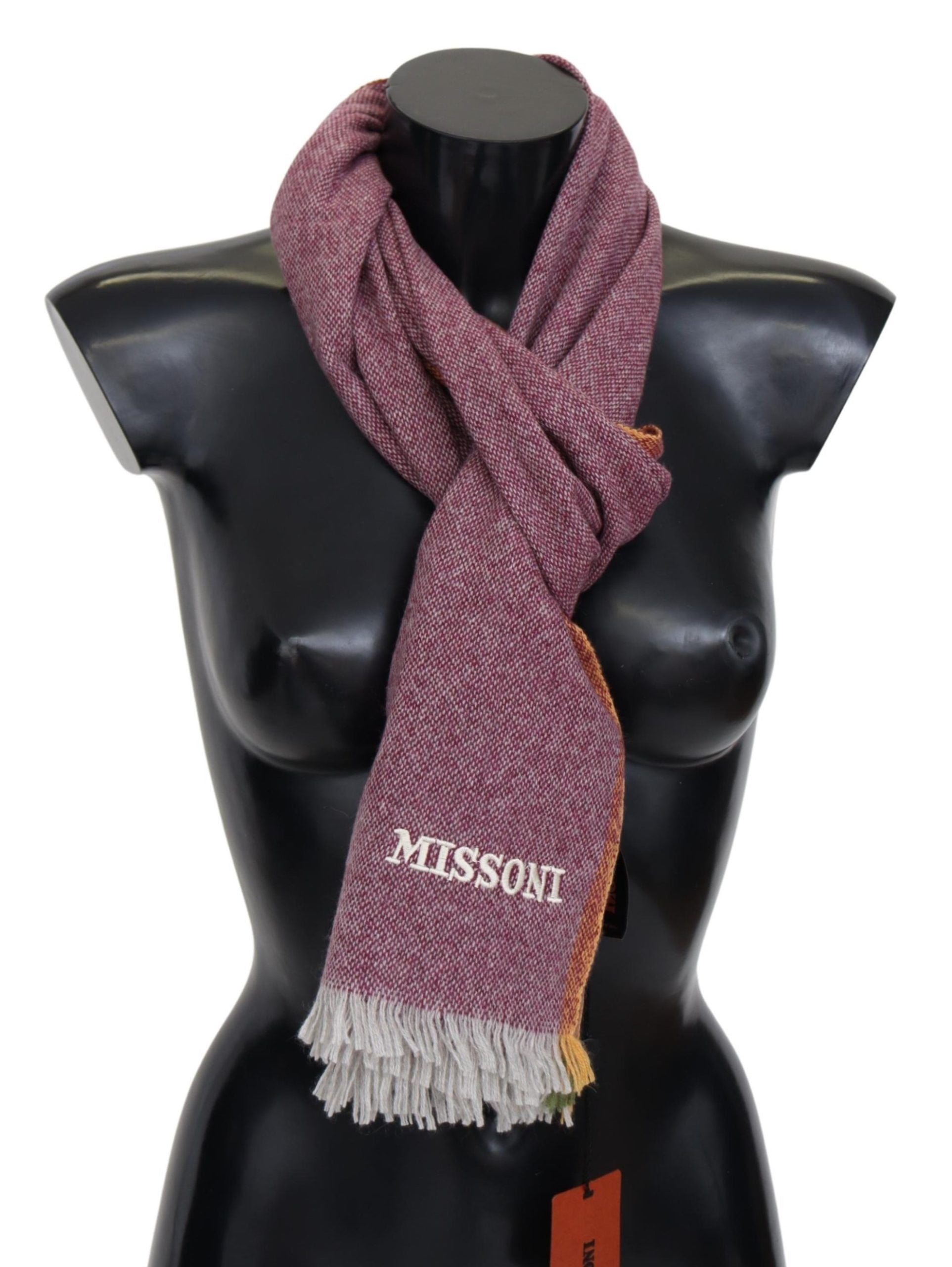 Missoni Chic Maroon Cashmere Scarf with Logo Embroidery - Luksusmuotia Missoni - Tutustu YVES JAVANNI® 