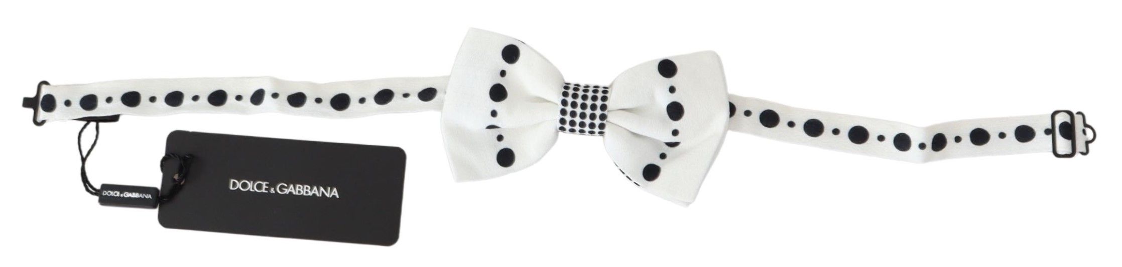 Dolce & Gabbana Elegant White Dotted Silk Bow Tie - Luksusmuotia Dolce & Gabbana - Tutustu YVES JAVANNI® 