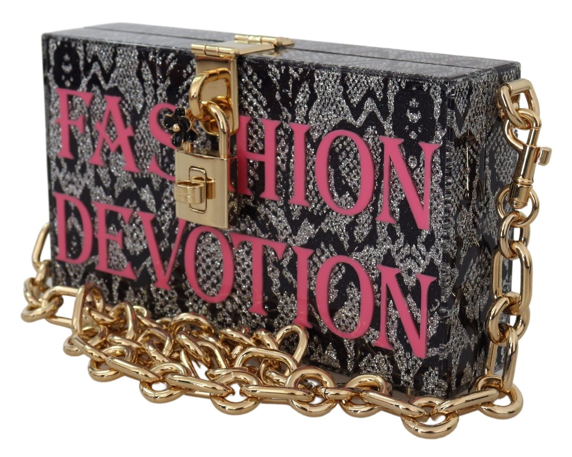 Dolce & Gabbana Gray Resin Dolce Box Clutch with Gold Details - Luksusmuotia Dolce & Gabbana - Tutustu YVES JAVANNI® 