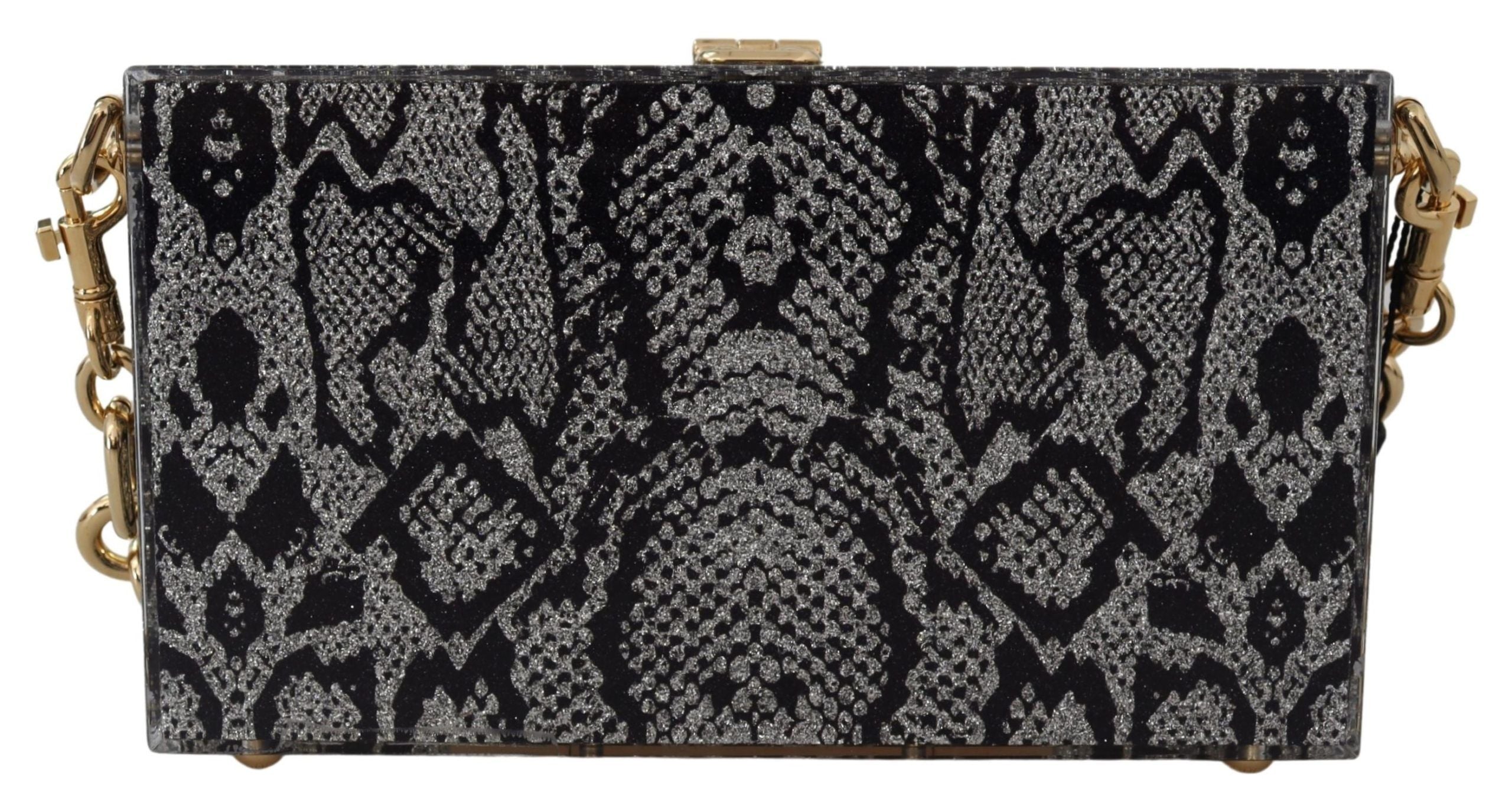 Dolce & Gabbana Gray Resin Dolce Box Clutch with Gold Details - Luksuslaukut ja asusteet Dolce & Gabbana - Tutustu YVES JAVANNI® 