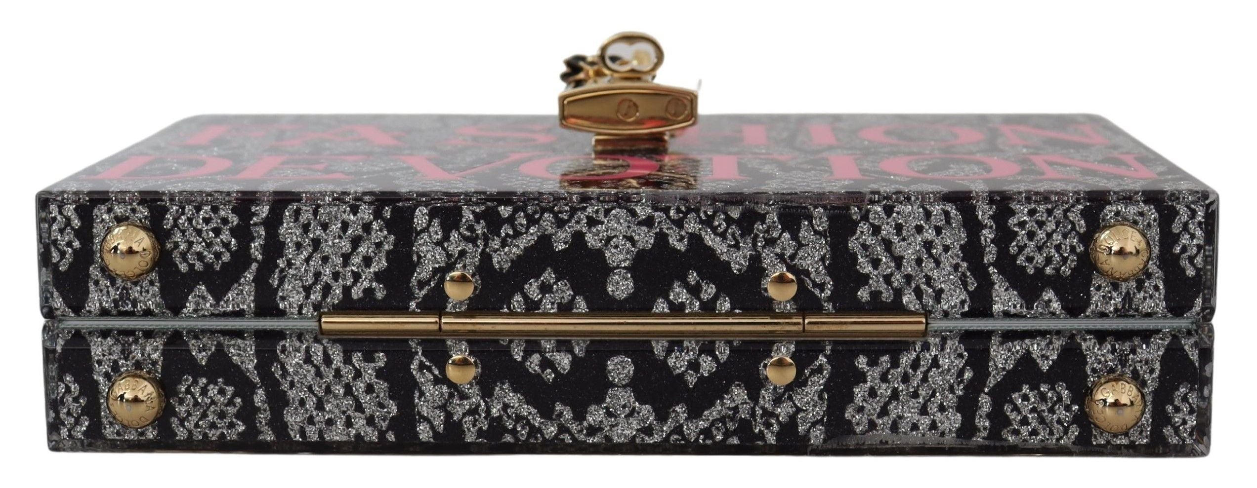 Dolce & Gabbana Gray Resin Dolce Box Clutch with Gold Details - Luksuslaukut ja asusteet Dolce & Gabbana - Tutustu YVES JAVANNI® 