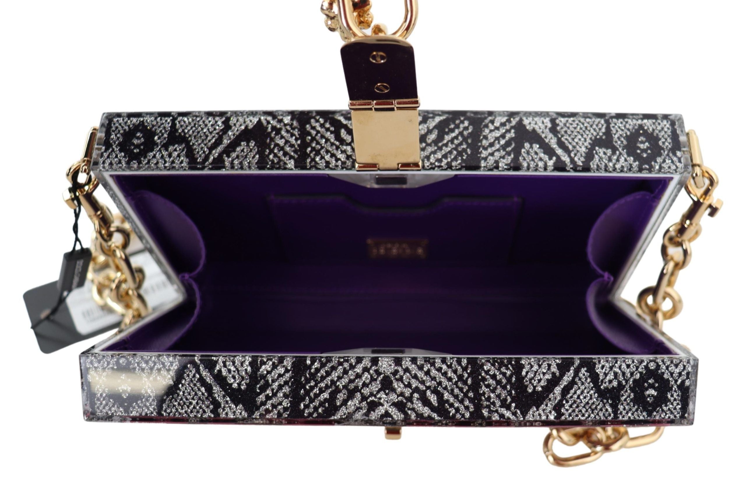 Dolce & Gabbana Gray Resin Dolce Box Clutch with Gold Details - Luksuslaukut ja asusteet Dolce & Gabbana - Tutustu YVES JAVANNI® 