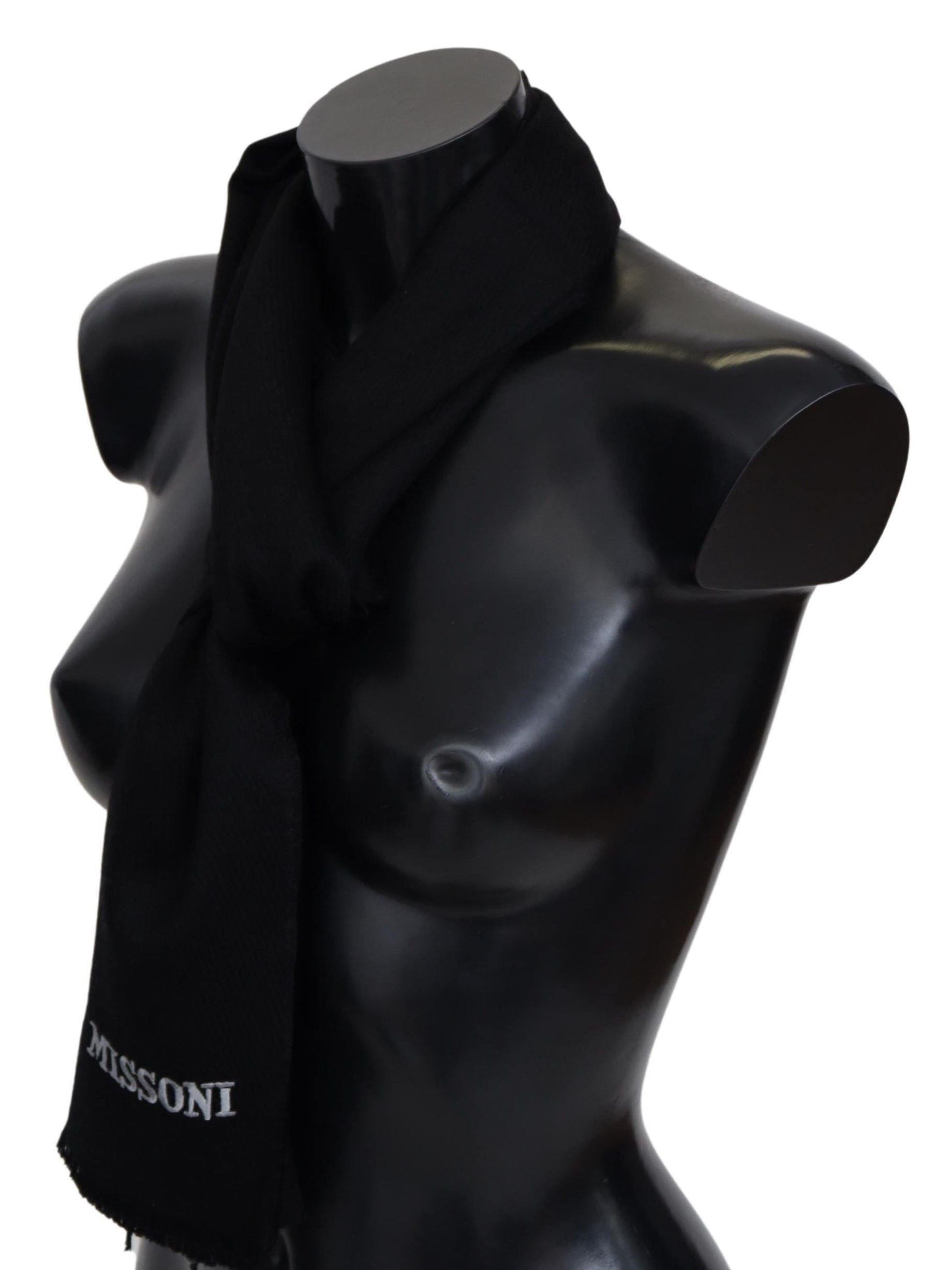 Missoni Elegant Embroidered Wool Scarf in Black - Luksuslaukut ja asusteet Missoni - Tutustu YVES JAVANNI® 