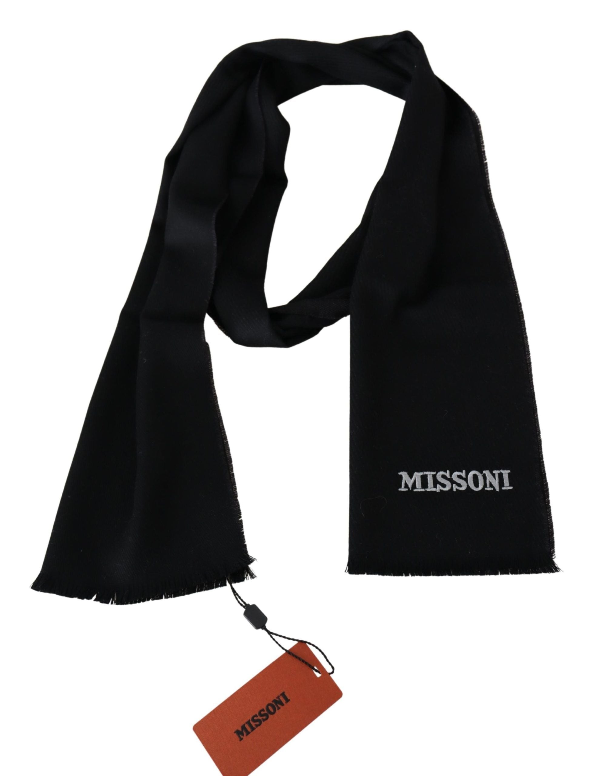 Missoni Elegant Embroidered Wool Scarf in Black - Luksuslaukut ja asusteet Missoni - Tutustu YVES JAVANNI® 