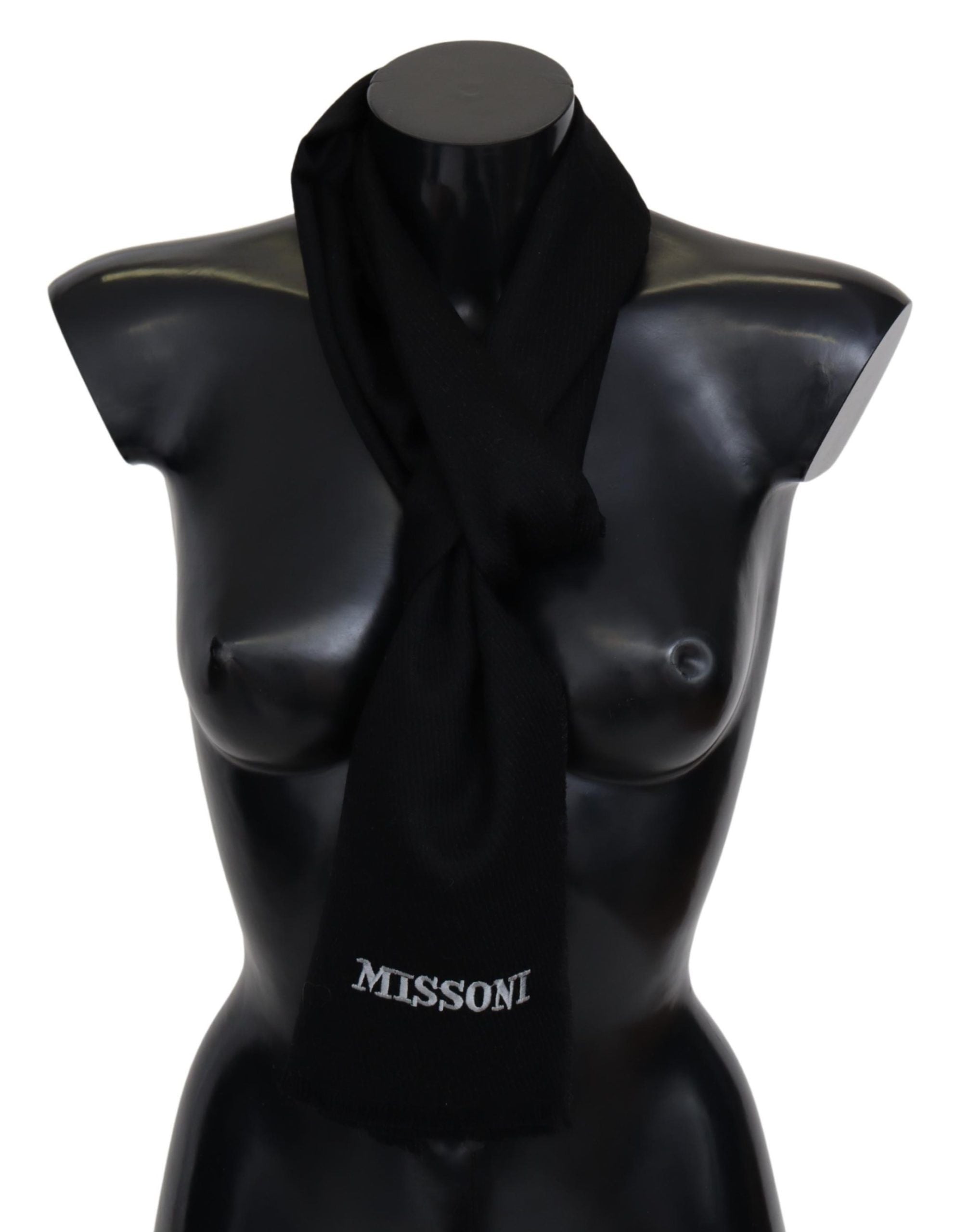 Missoni Elegant Embroidered Wool Scarf in Black - Luksusmuotia Missoni - Tutustu YVES JAVANNI® 