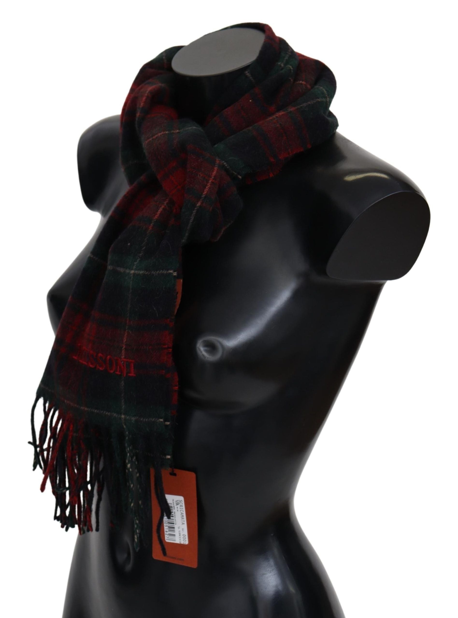 Missoni Elegant Check Wool Scarf with Logo Embroidery - Luksusmuotia Missoni - Tutustu YVES JAVANNI® 