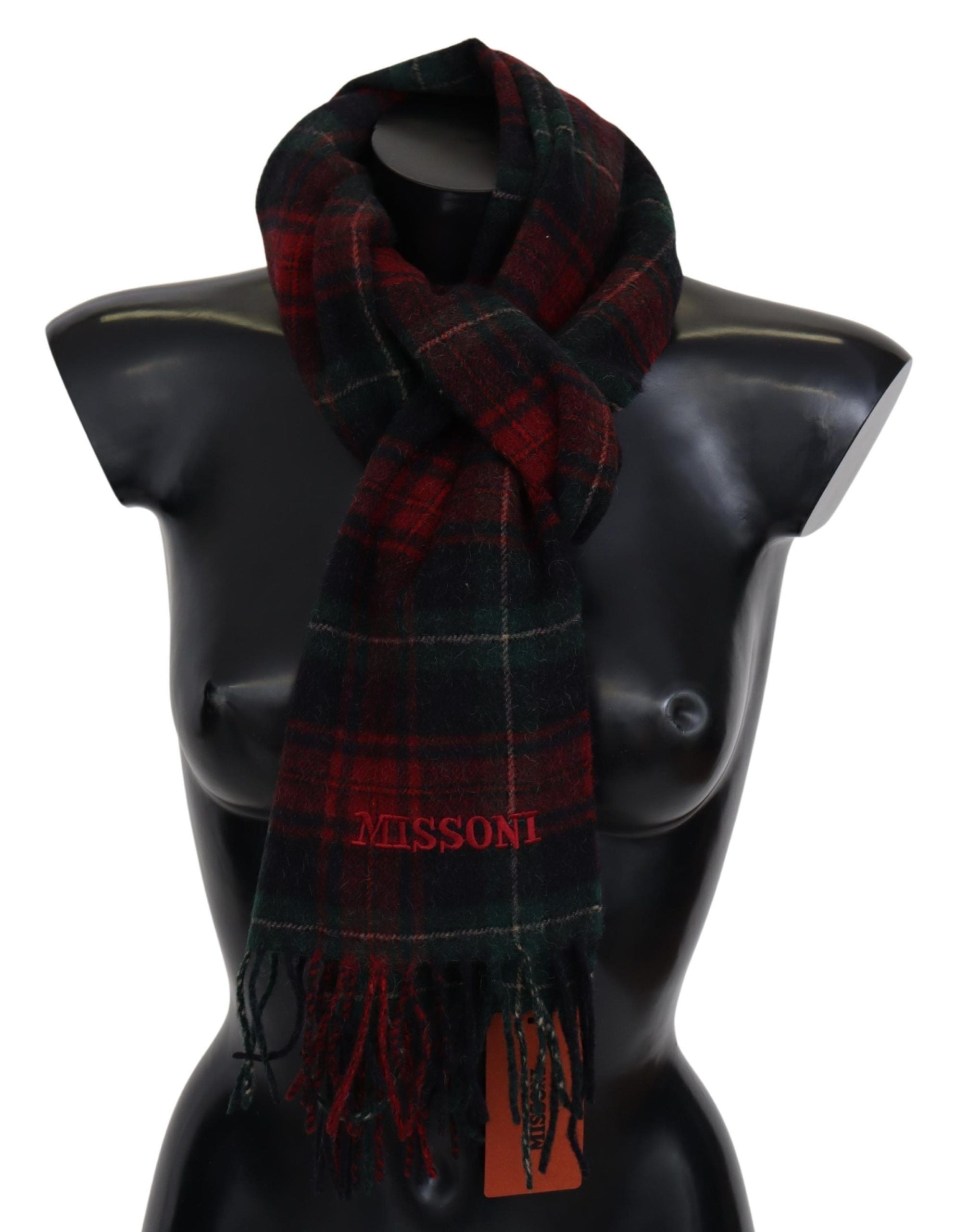 Missoni Elegant Check Wool Scarf with Logo Embroidery - Luksuslaukut ja asusteet Missoni - Tutustu YVES JAVANNI® 