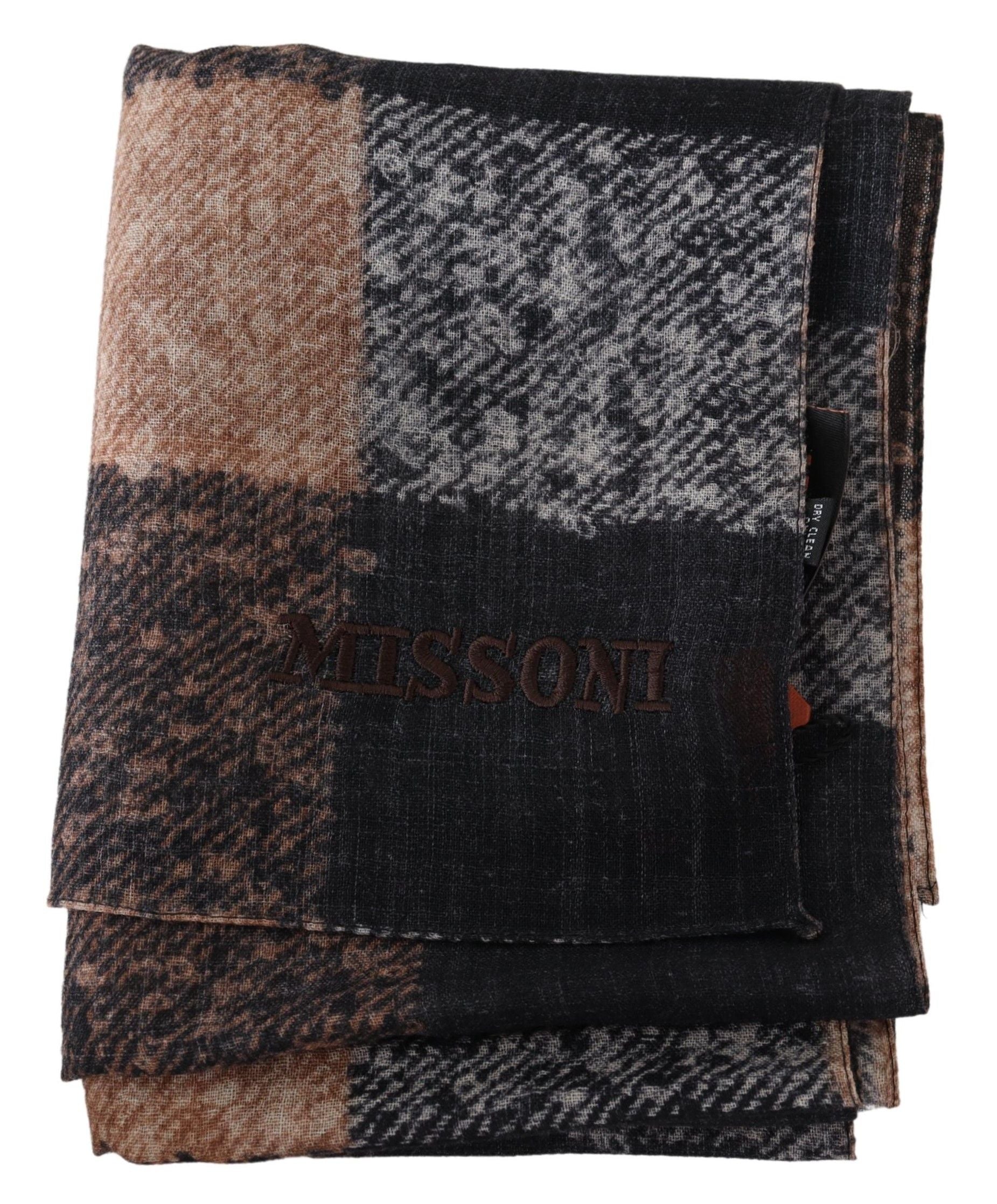 Missoni Plaid Wool Scarf with Logo Embroidery - Luksusmuotia Missoni - Tutustu YVES JAVANNI® 