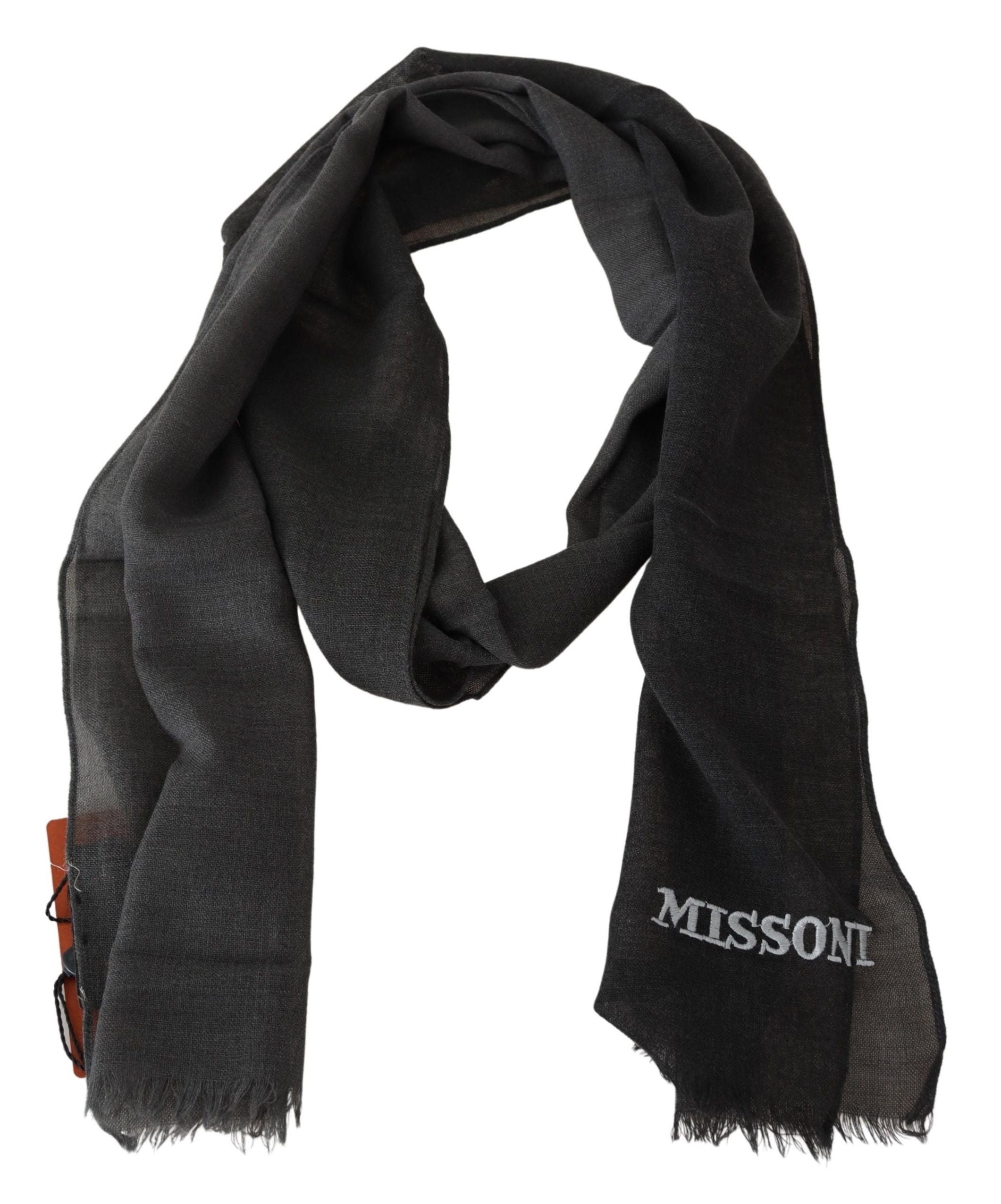 Missoni Elegant Black Wool Scarf with Fringes - Luksuslaukut ja asusteet Missoni - Tutustu YVES JAVANNI® 