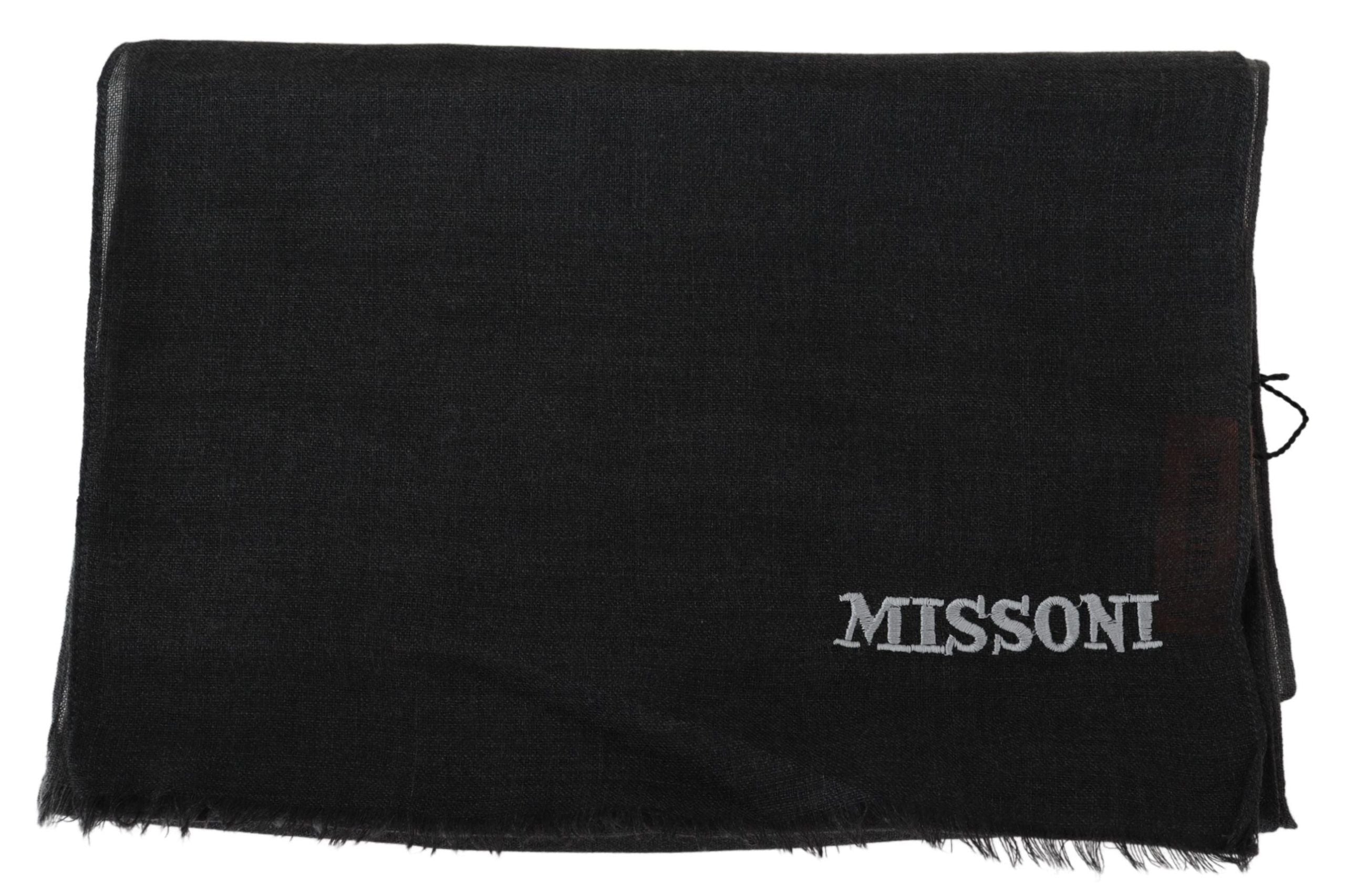 Missoni Elegant Black Wool Scarf with Fringes - Luksuslaukut ja asusteet Missoni - Tutustu YVES JAVANNI® 