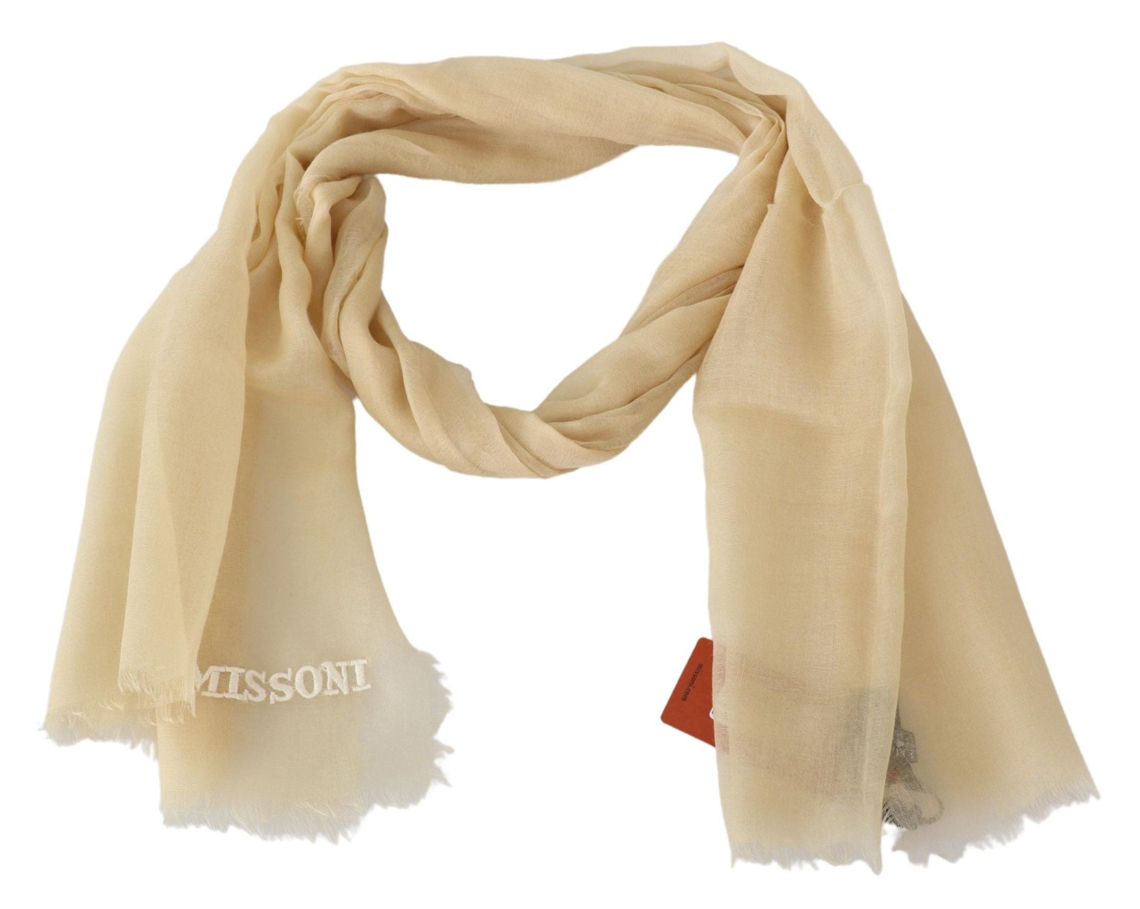 Missoni Elegant Cashmere Scarf in Beige - Luksuslaukut ja asusteet Missoni - Tutustu YVES JAVANNI® 