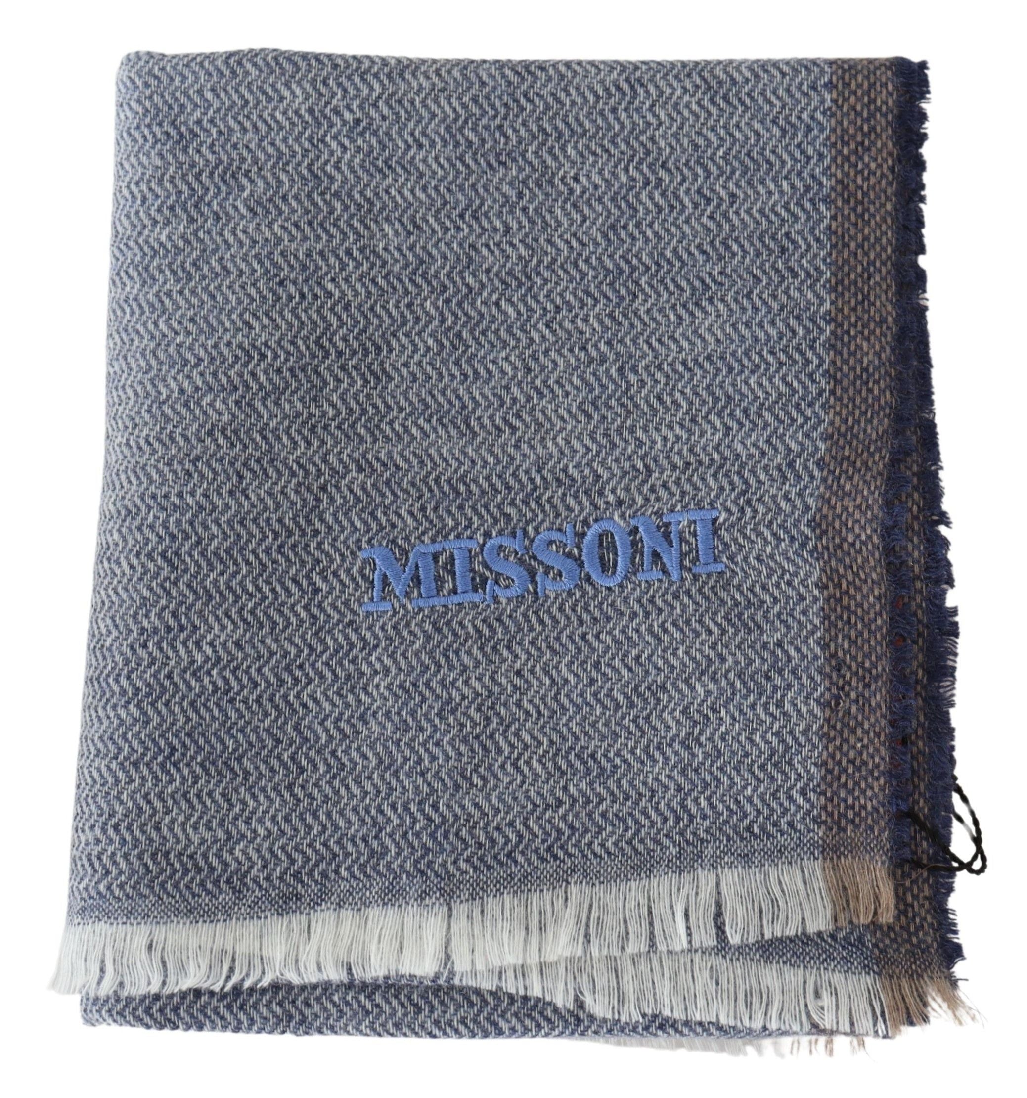 Missoni Elegant Gray Wool Scarf with Stripes and Fringes - Luksusmuotia Missoni - Tutustu YVES JAVANNI® 