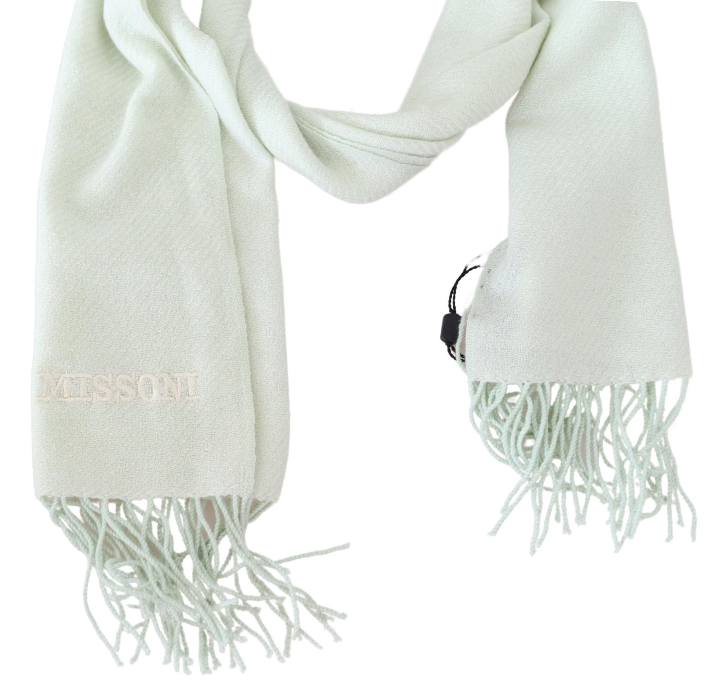 Missoni Elegant White Cashmere Scarf - Luksusmuotia Missoni - Tutustu YVES JAVANNI® 