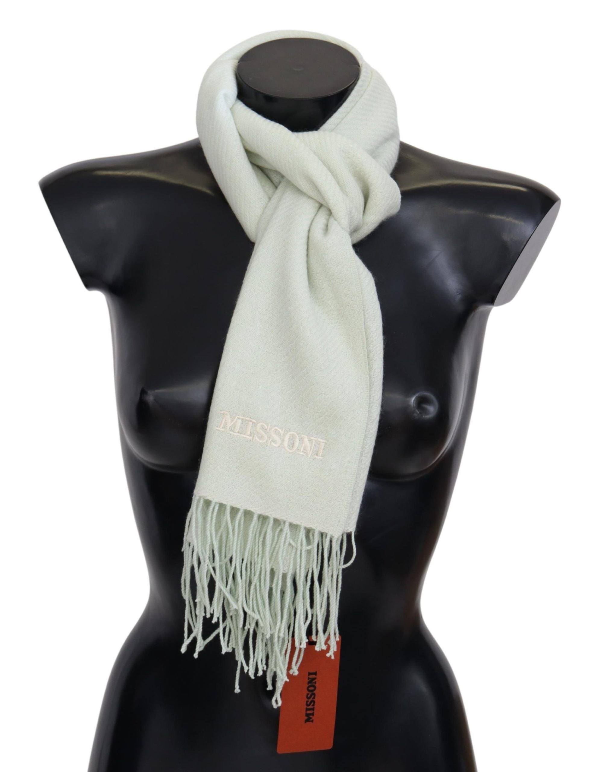 Missoni Elegant White Cashmere Scarf - Luksuslaukut ja asusteet Missoni - Tutustu YVES JAVANNI® 