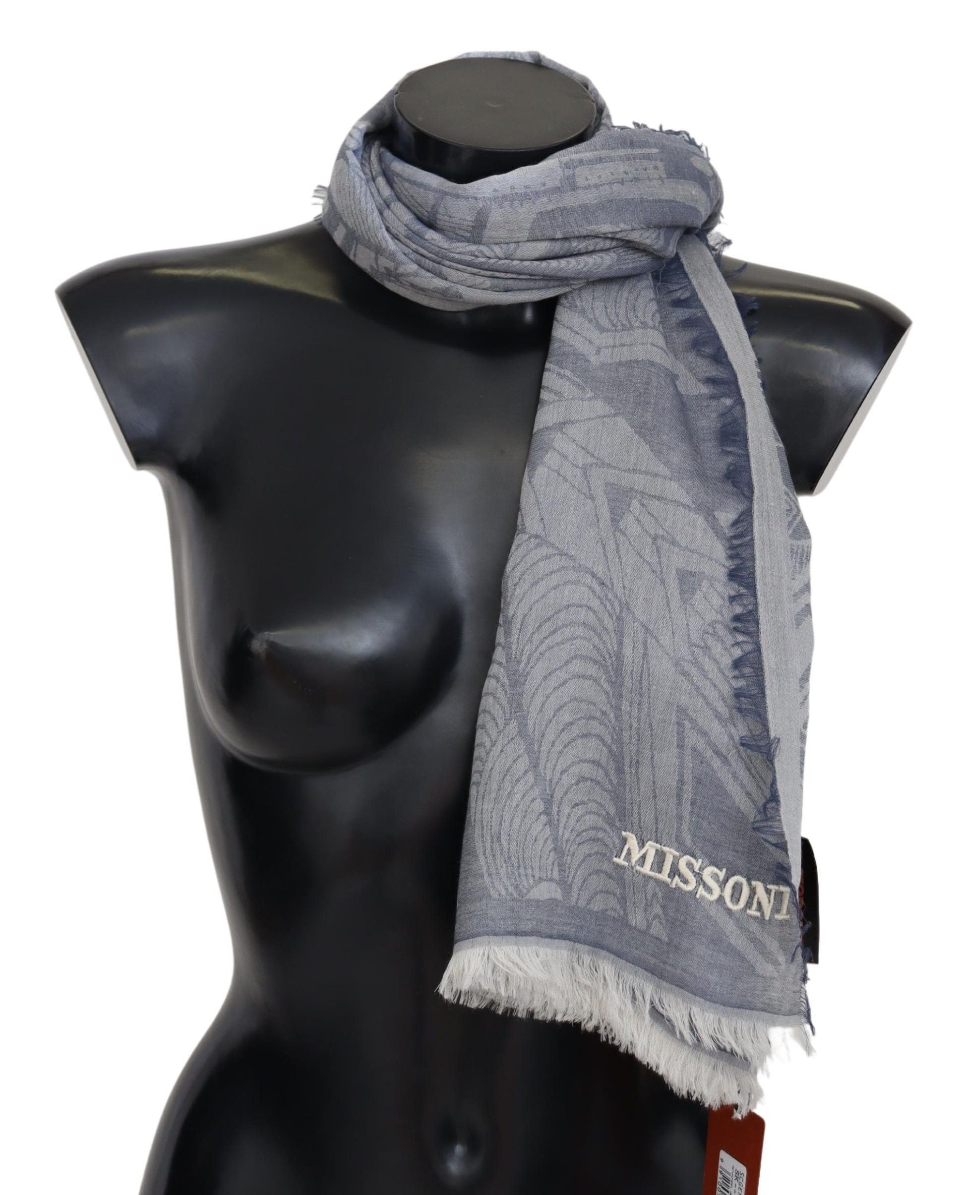 Missoni Elegant Cashmere Fringed Scarf in Gray - Luksusmuotia Missoni - Tutustu YVES JAVANNI® 