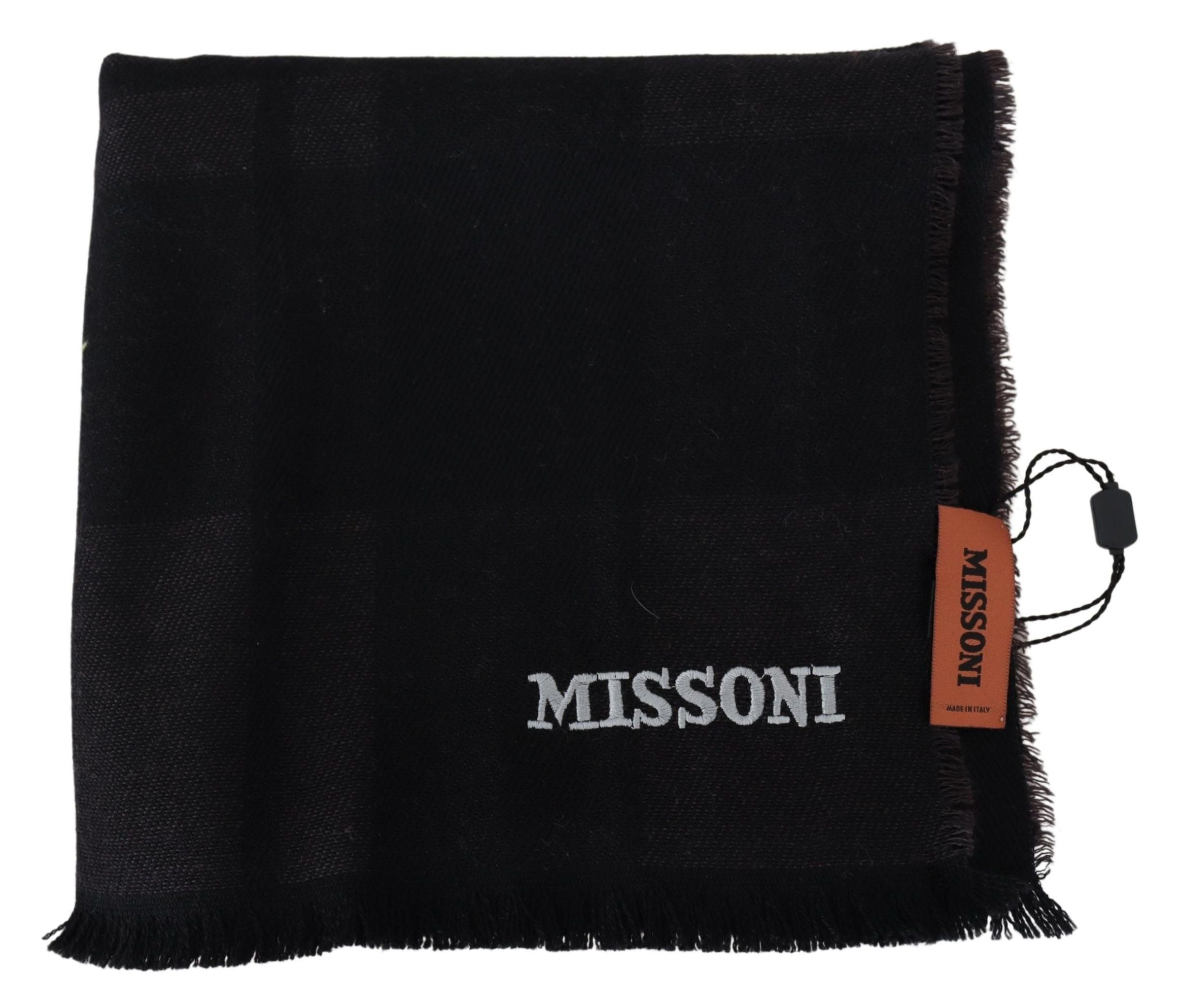 Missoni Elegant Black Wool Scarf with Logo Embroidery - Luksusmuotia Missoni - Tutustu YVES JAVANNI® 