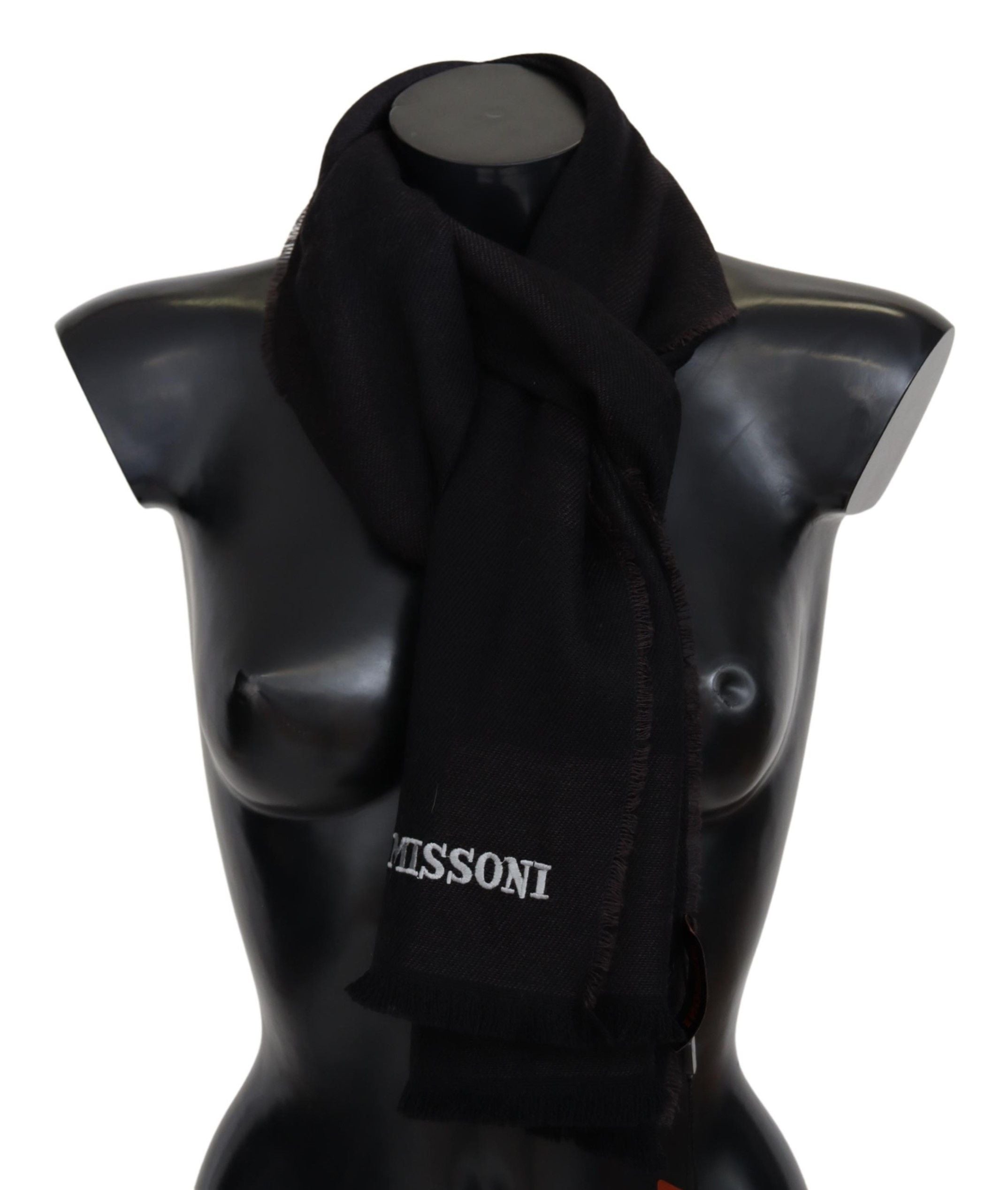 Missoni Elegant Black Wool Scarf with Logo Embroidery - Luksusmuotia Missoni - Tutustu YVES JAVANNI® 