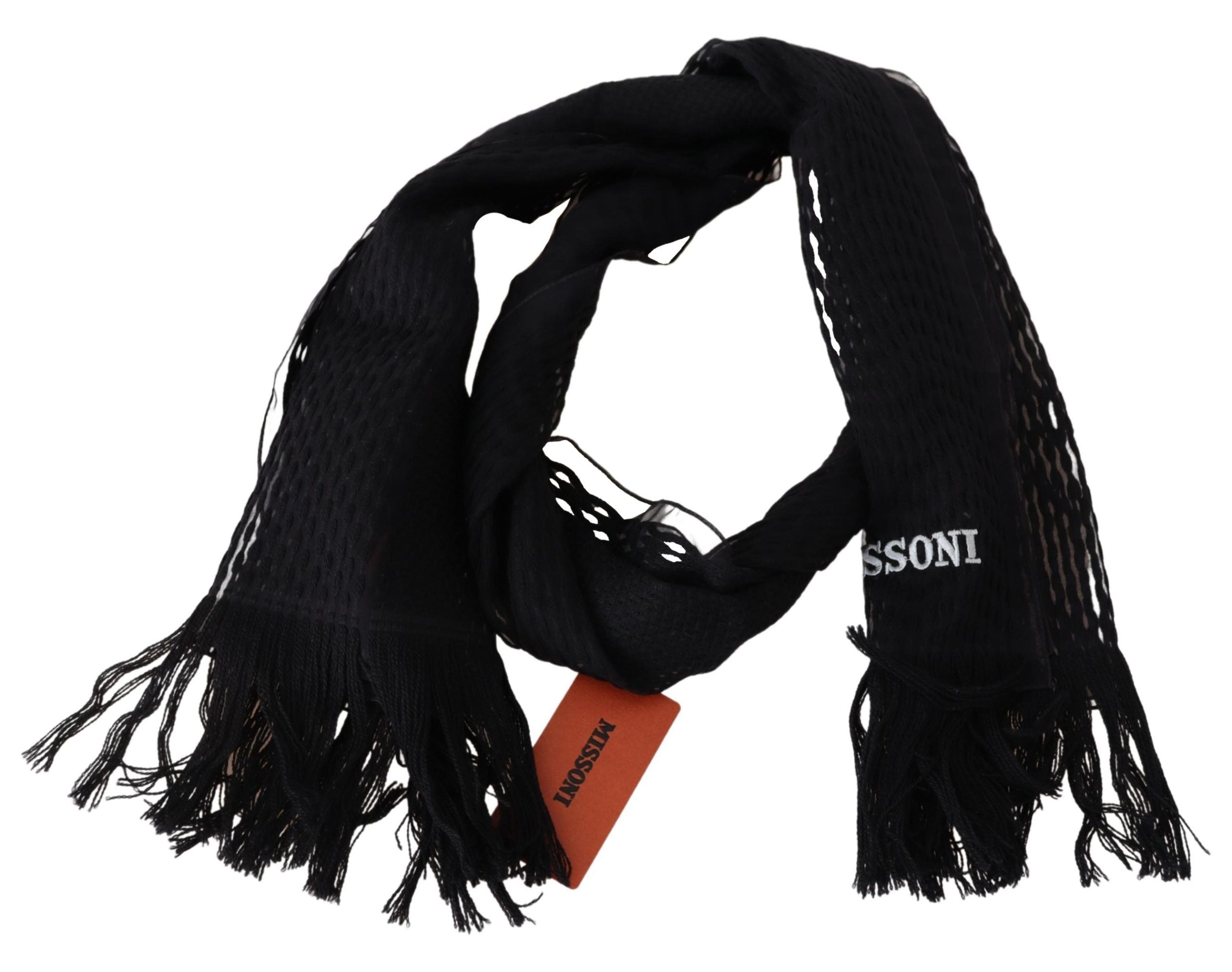 Missoni Elegant Wool Silk Unisex Black Scarf - Luksusmuotia Missoni - Tutustu YVES JAVANNI® 