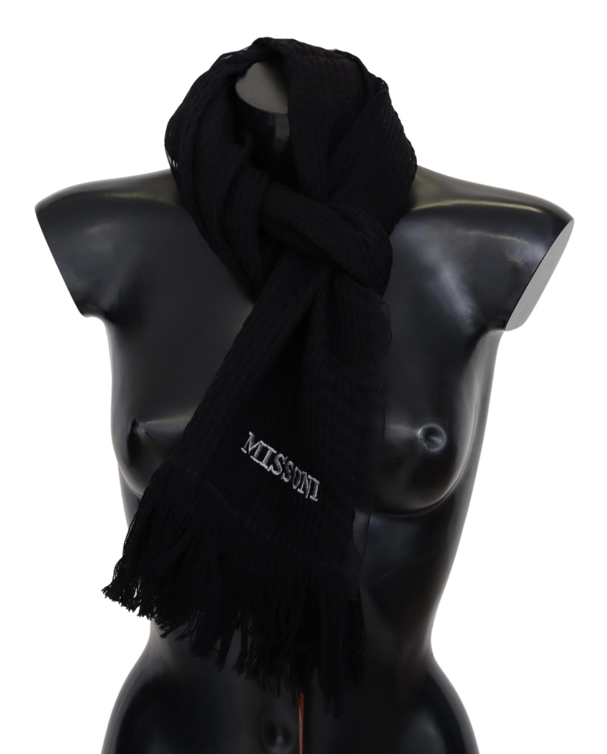 Missoni Elegant Wool Silk Unisex Black Scarf - Luksusmuotia Missoni - Tutustu YVES JAVANNI® 