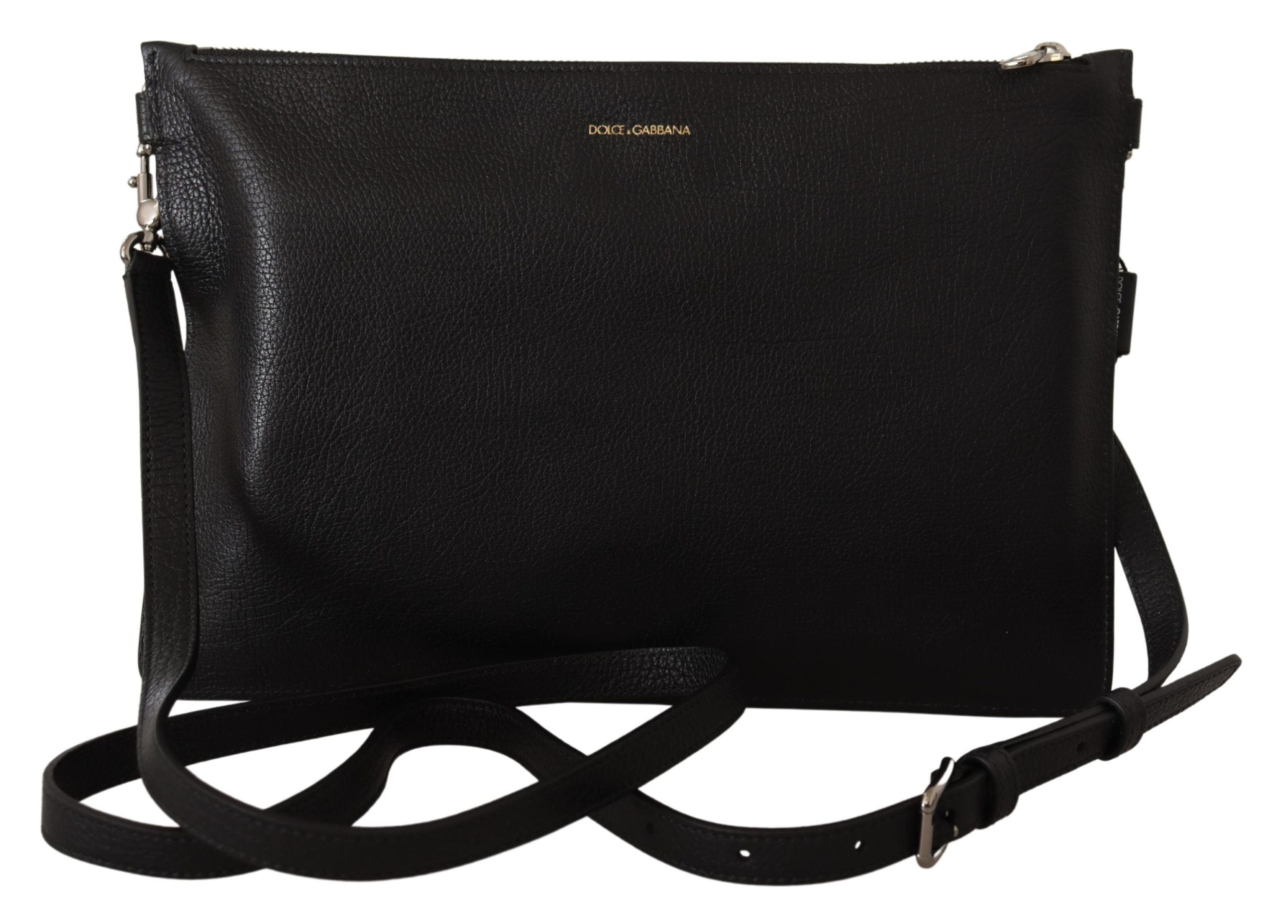 Dolce & Gabbana Elegant Black Leather Sling Shoulder Bag - Luksuslaukut ja asusteet Dolce & Gabbana - Tutustu YVES JAVANNI® 