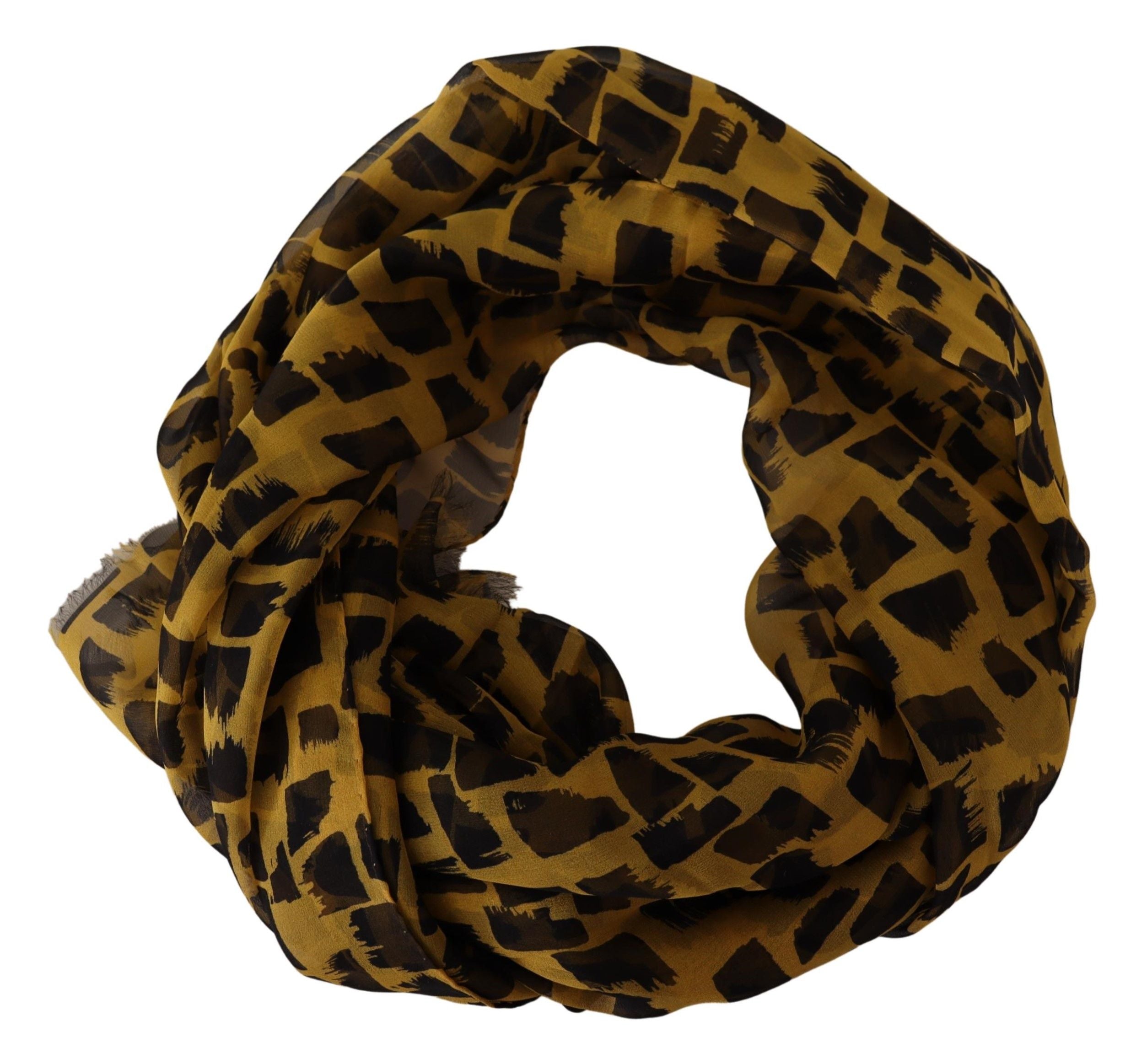 Dolce & Gabbana Elegant Silk Scarf in Yellow & Black - Luksusmuotia Dolce & Gabbana - Tutustu YVES JAVANNI® 