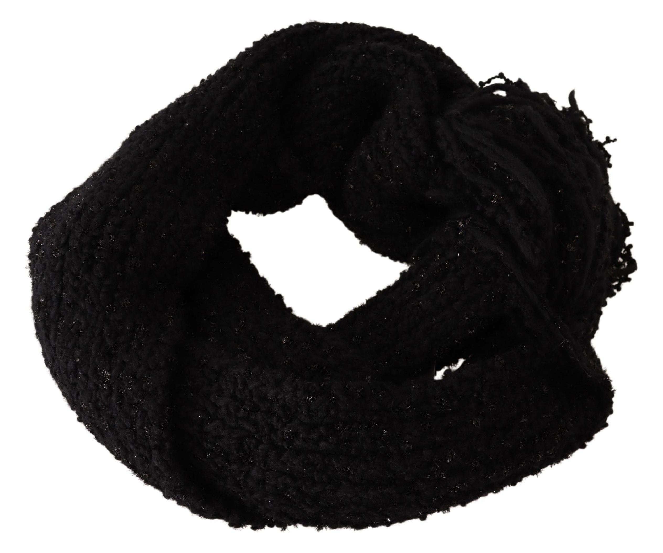 Dolce & Gabbana Elegant Black Wool-Blend Designer Scarf - Luksusmuotia Dolce & Gabbana - Tutustu YVES JAVANNI® 