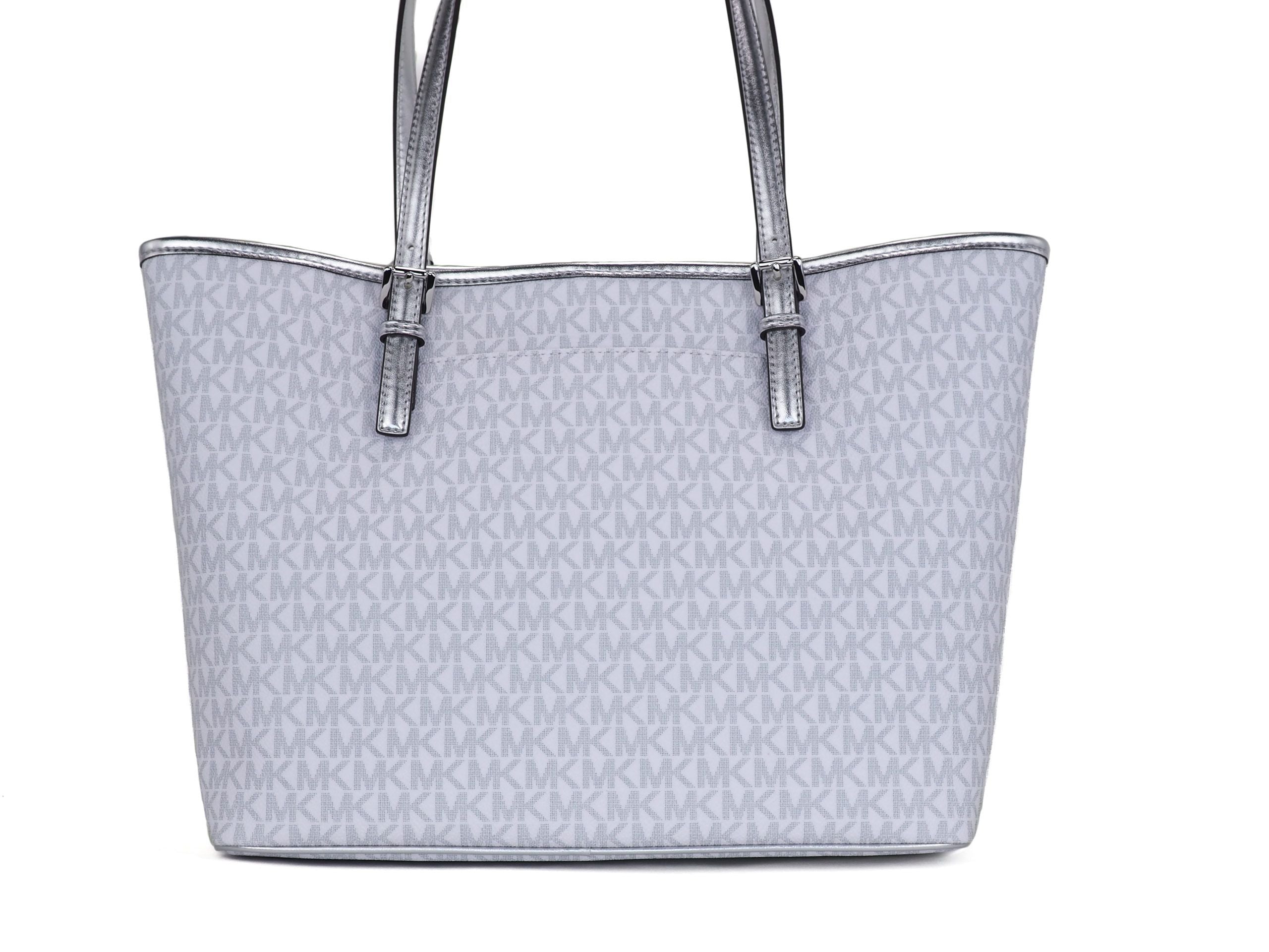 Michael Kors Jet Set Girls Print Medium Signature PVC Carryall Shoulder Tote Handbag (Bright White Multi) - Luksusmuotia Michael Kors - Tutustu YVES JAVANNI® 