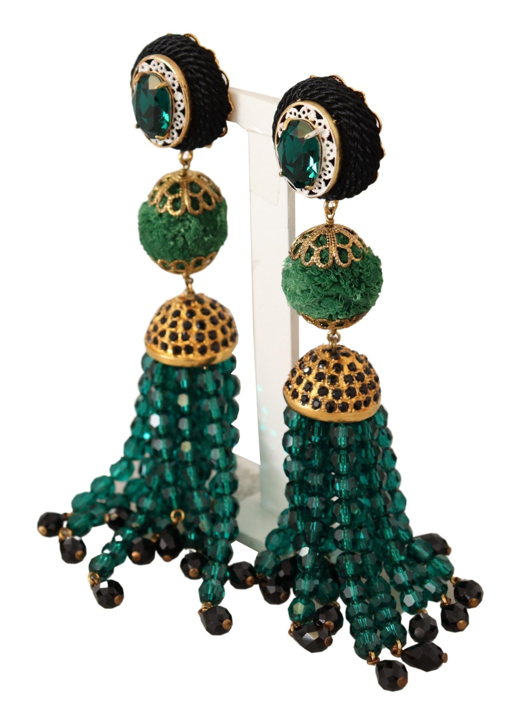 Dolce & Gabbana Elegant Crystal Drop Clip-On Earrings - Luksusmuotia Dolce & Gabbana - Tutustu YVES JAVANNI® 