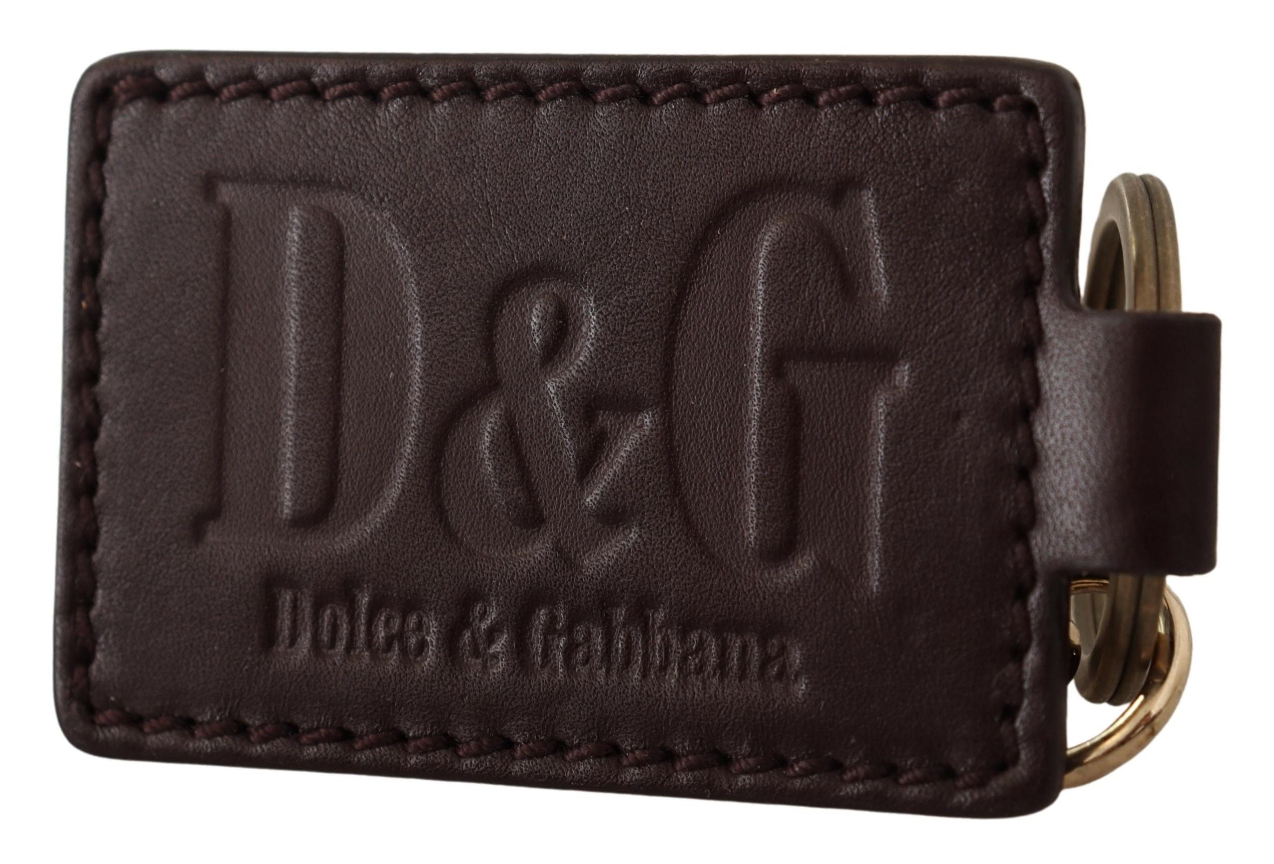 Dolce & Gabbana Elegant Unisex Leather Keyring with Gold Detail - Luksusmuotia Dolce & Gabbana - Tutustu YVES JAVANNI® 