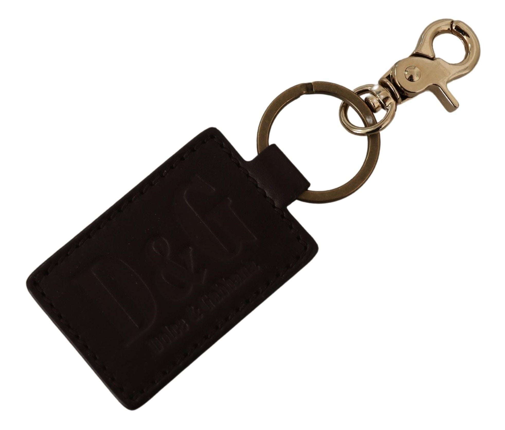 Dolce & Gabbana Elegant Unisex Leather Keyring with Gold Detail - Luksusmuotia Dolce & Gabbana - Tutustu YVES JAVANNI® 