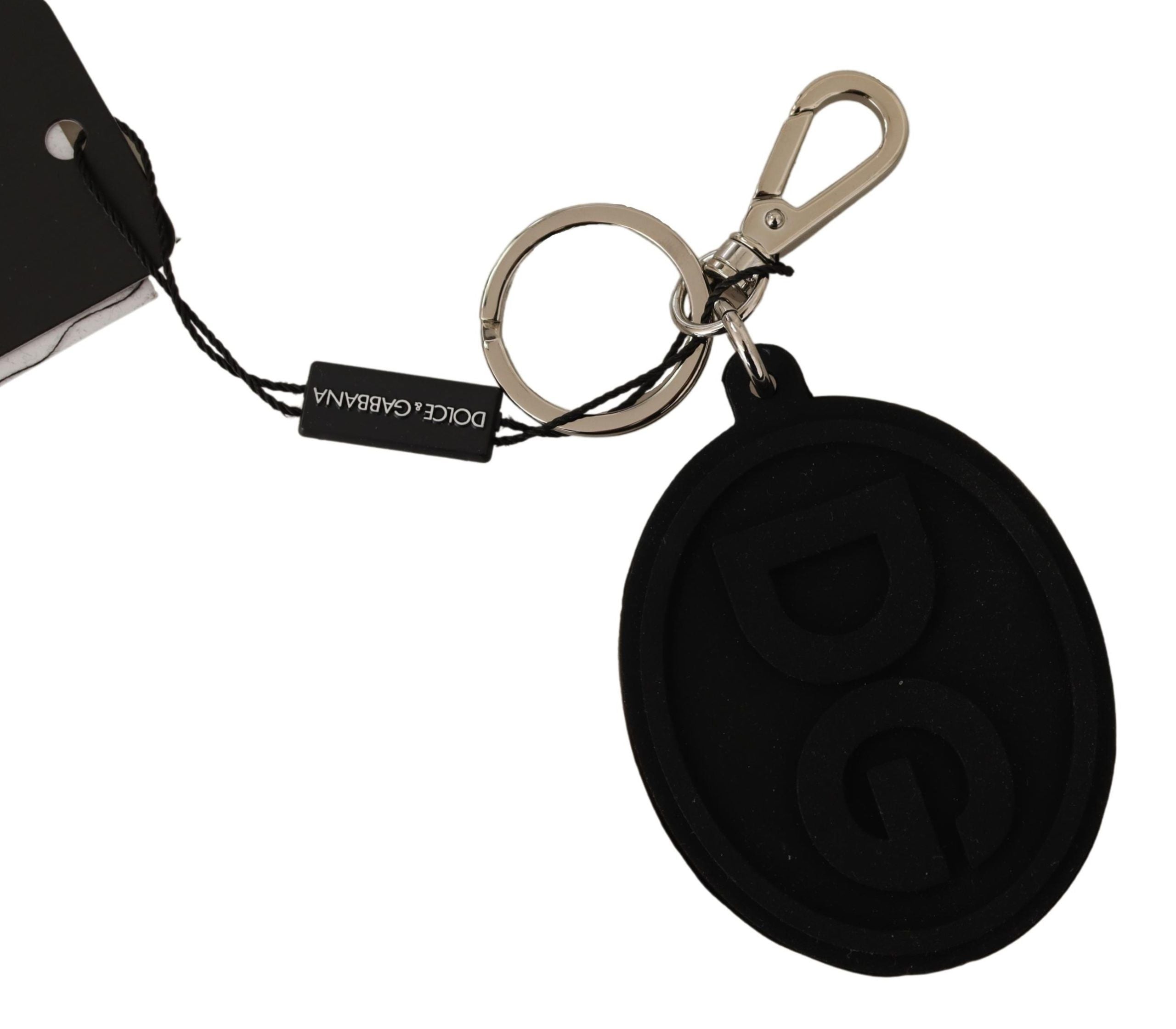 Dolce & Gabbana Chic Black Rubber & Brass Logo Keychain - Luksusmuotia Dolce & Gabbana - Tutustu YVES JAVANNI® 