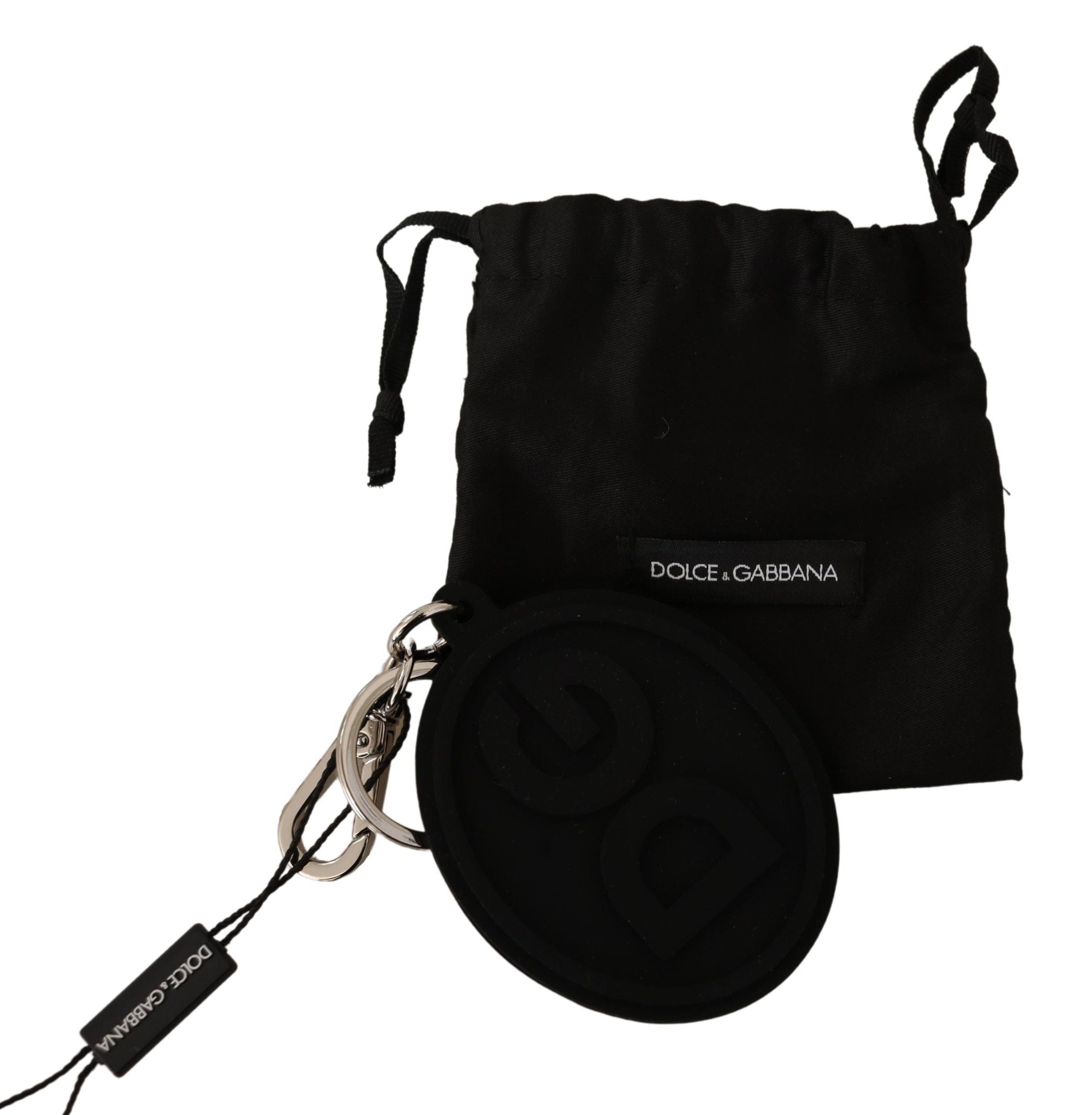 Dolce & Gabbana Chic Black Rubber & Brass Logo Keychain - Luksusmuotia Dolce & Gabbana - Tutustu YVES JAVANNI® 