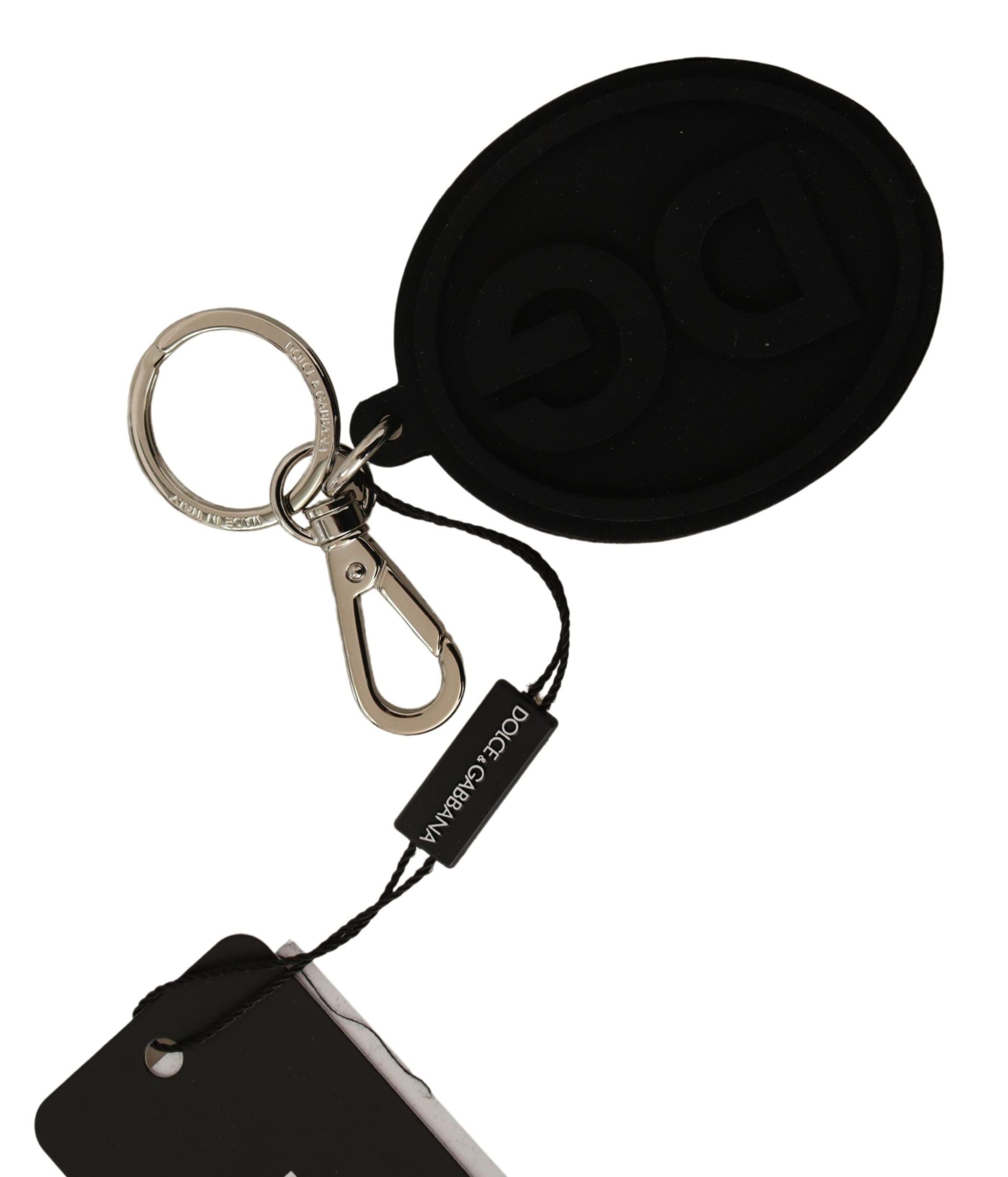 Dolce & Gabbana Chic Black Rubber & Brass Logo Keychain - Luksusmuotia Dolce & Gabbana - Tutustu YVES JAVANNI® 