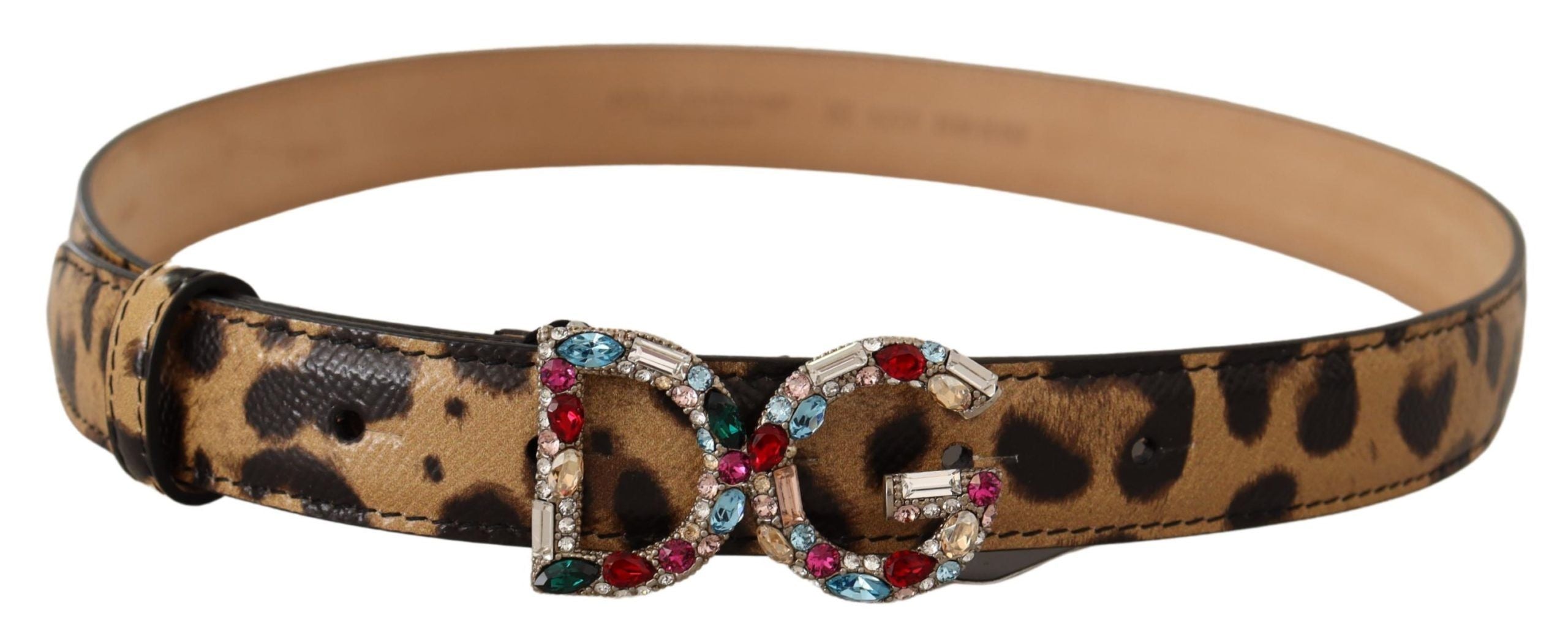 Dolce & Gabbana Elegant Crystal-Embellished Leopard Belt - Luksuslaukut ja asusteet Dolce & Gabbana - Tutustu YVES JAVANNI® 