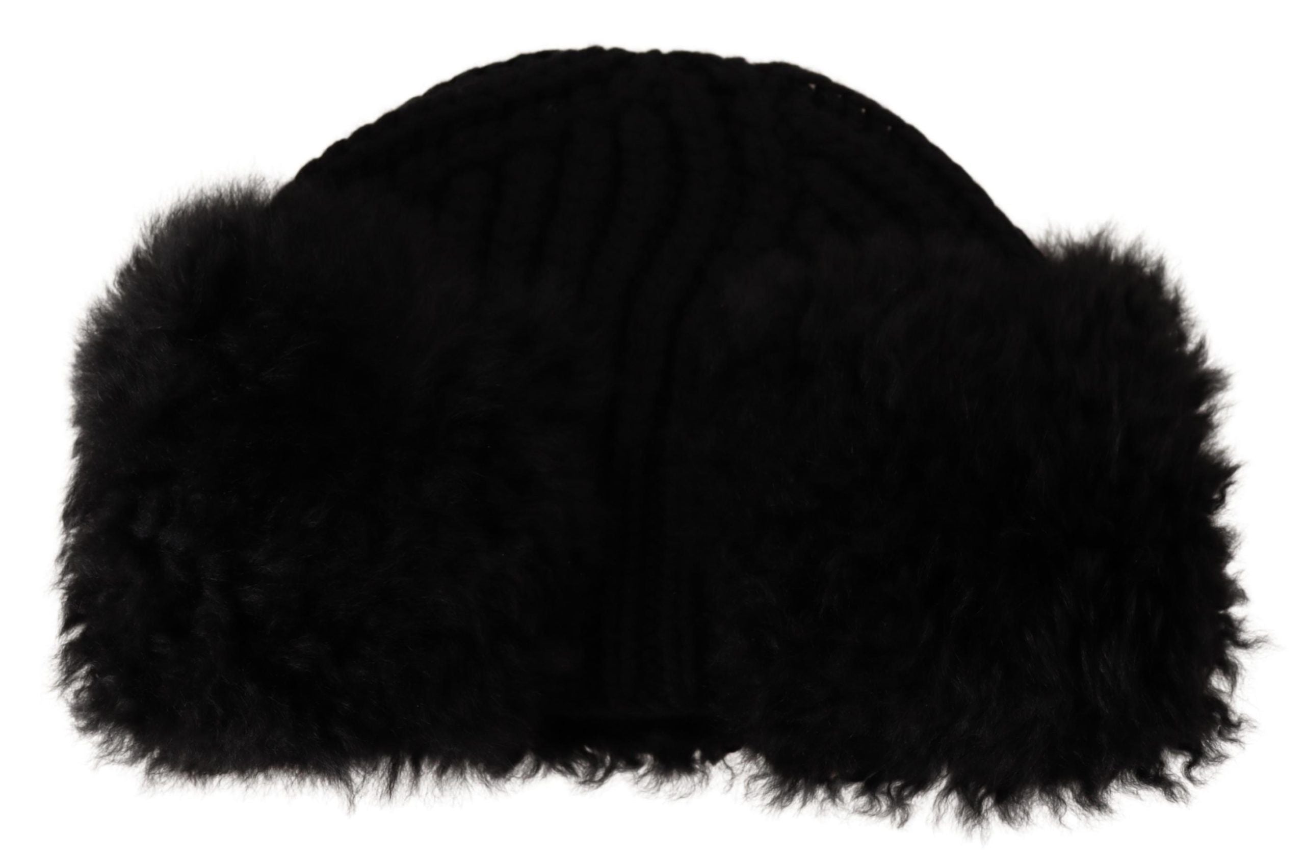 Dolce & Gabbana Elegant Black Cashmere Alpaca Fur Beanie - Luksusmuotia Dolce & Gabbana - Tutustu YVES JAVANNI® 