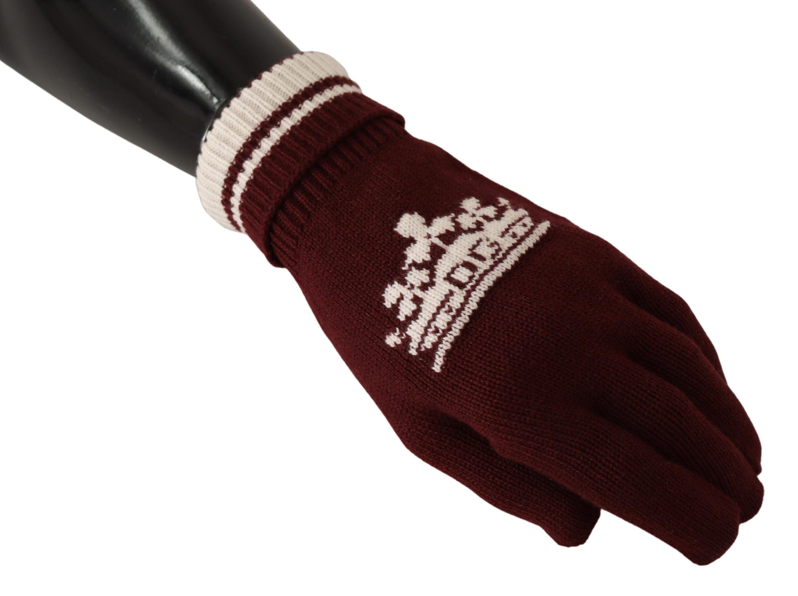 Dolce & Gabbana Elegant Red Cashmere Gloves with Crown Motif - Luksusmuotia Dolce & Gabbana - Tutustu YVES JAVANNI® 