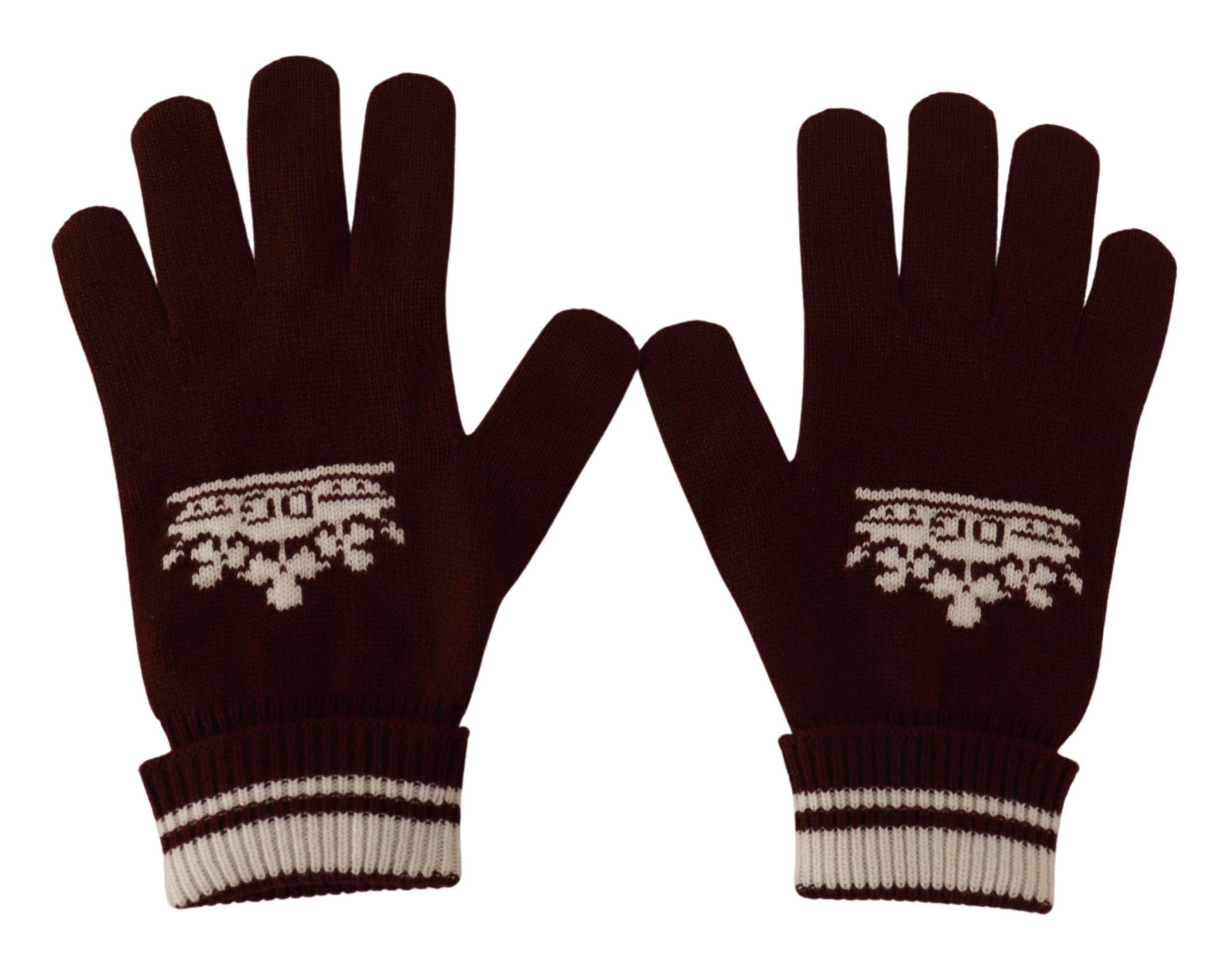 Dolce & Gabbana Elegant Red Cashmere Gloves with Crown Motif - Luksusmuotia Dolce & Gabbana - Tutustu YVES JAVANNI® 