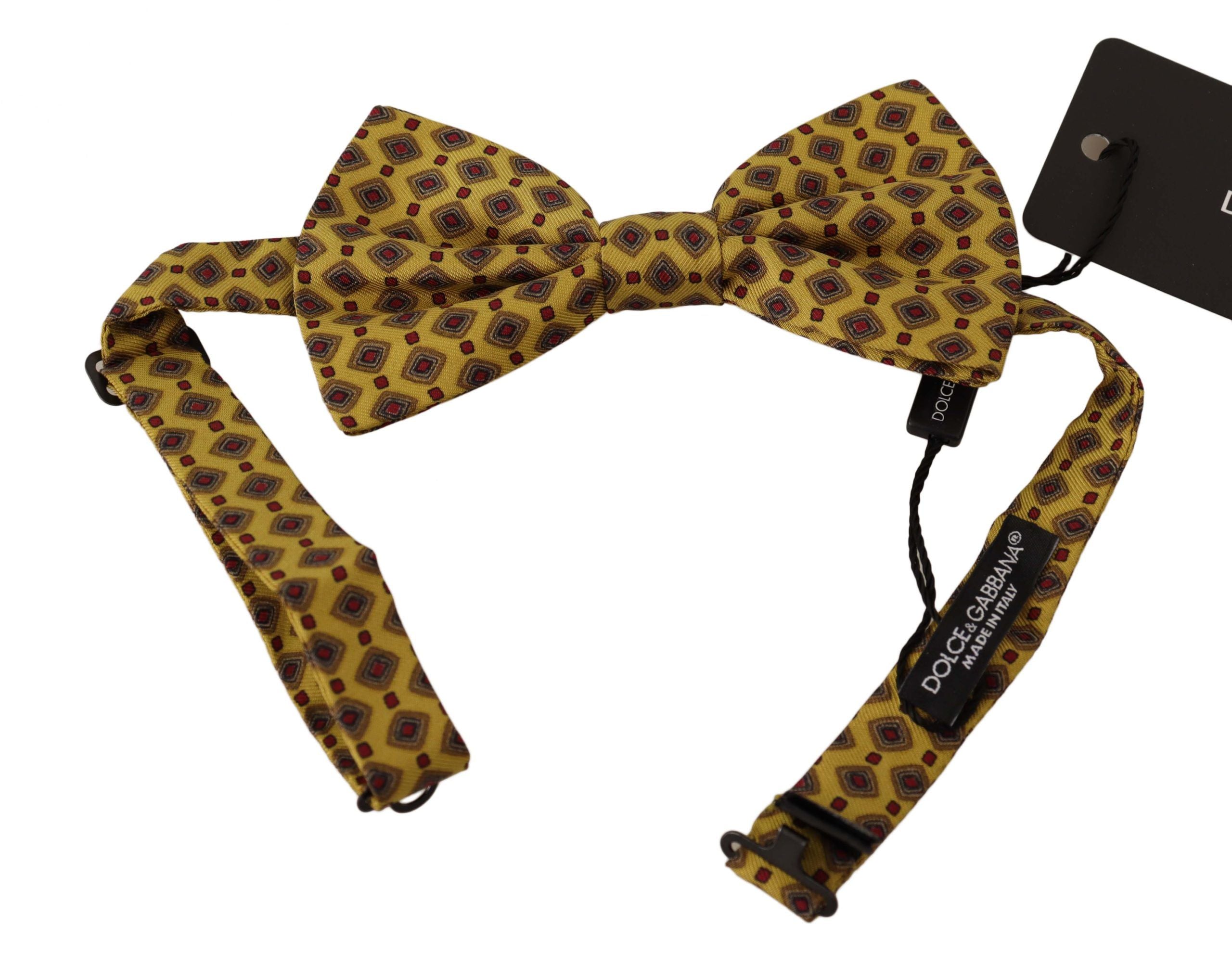 Dolce & Gabbana Elegant Yellow Silk Bow Tie - Luksusmuotia Dolce & Gabbana - Tutustu YVES JAVANNI® 