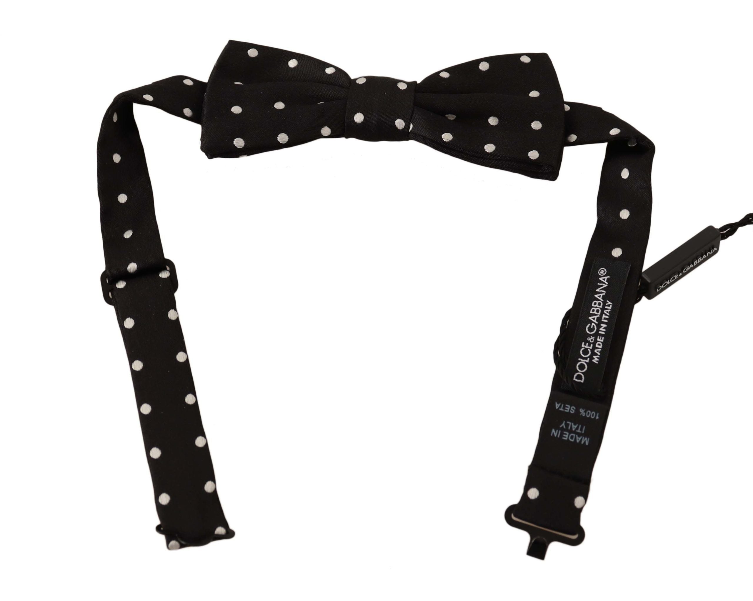 Dolce & Gabbana Elegant Black Polka Dot Silk Bow Tie - Luksusmuotia Dolce & Gabbana - Tutustu YVES JAVANNI® 