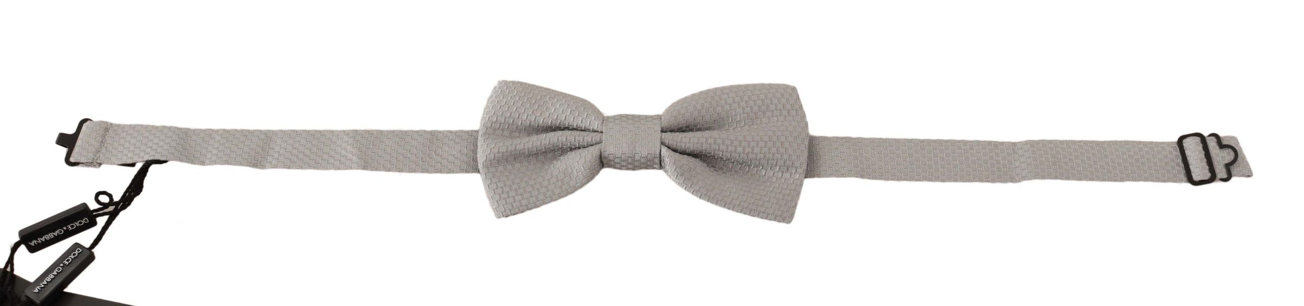 Dolce & Gabbana Elegant Silver Silk Bow Tie - Luksusmuotia Dolce & Gabbana - Tutustu YVES JAVANNI® 