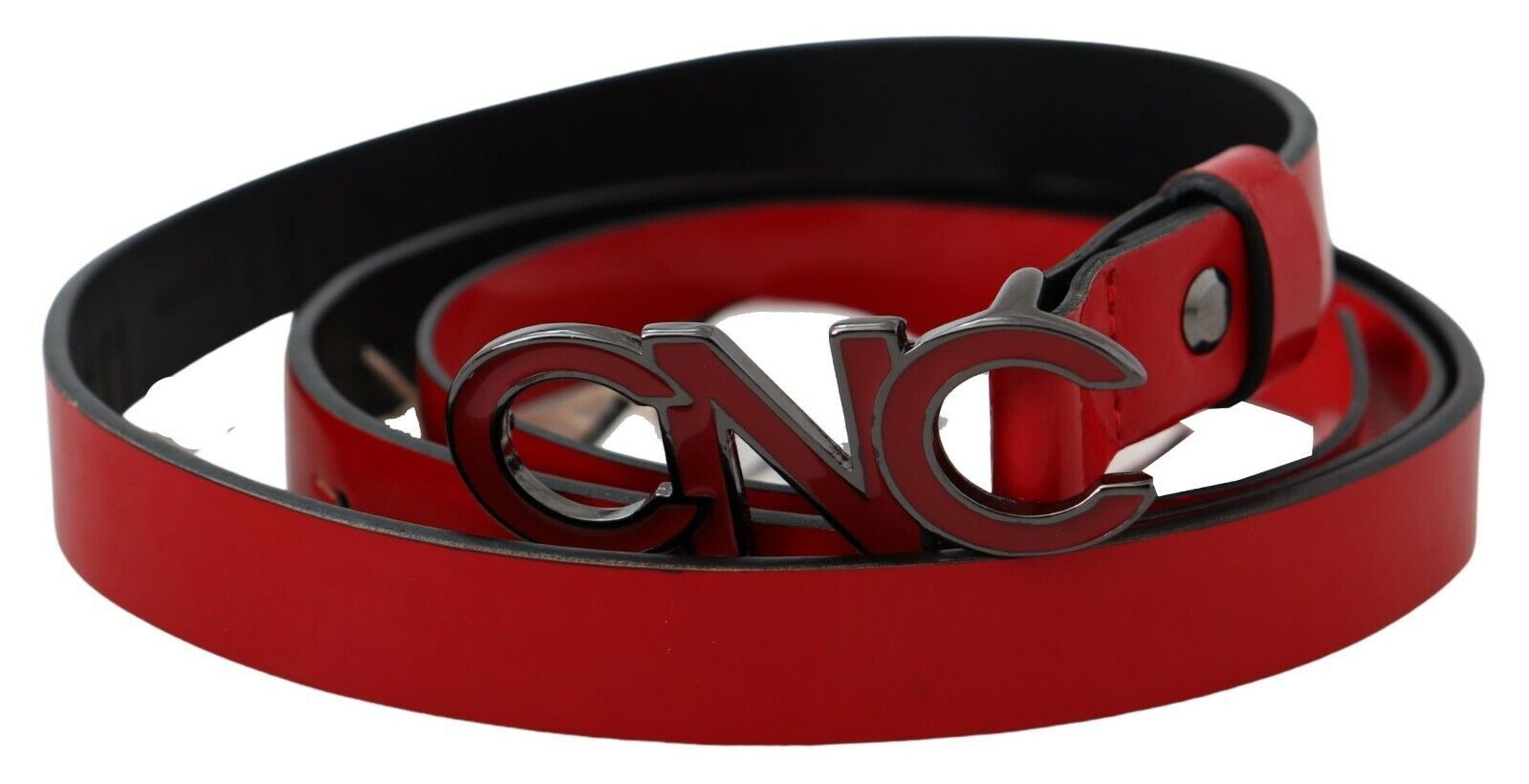 Costume National Chic Red Leather Waist Belt with Black-Tone Buckle - Luksusmuotia Costume National - Tutustu YVES JAVANNI® 