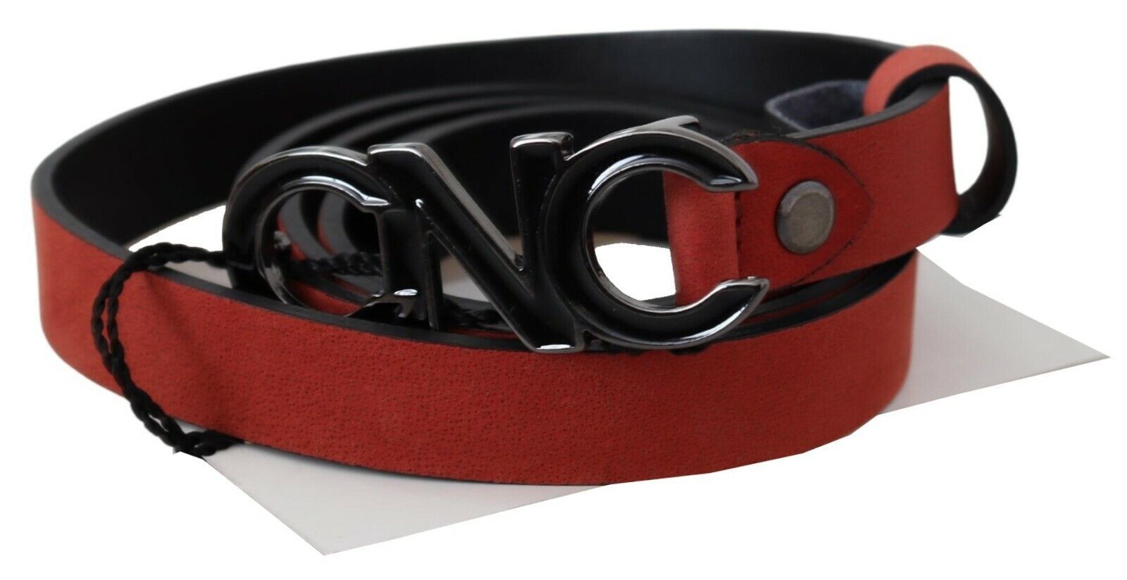 Costume National Elegant Blood Red Leather Belt - Luksusmuotia Costume National - Tutustu YVES JAVANNI® 