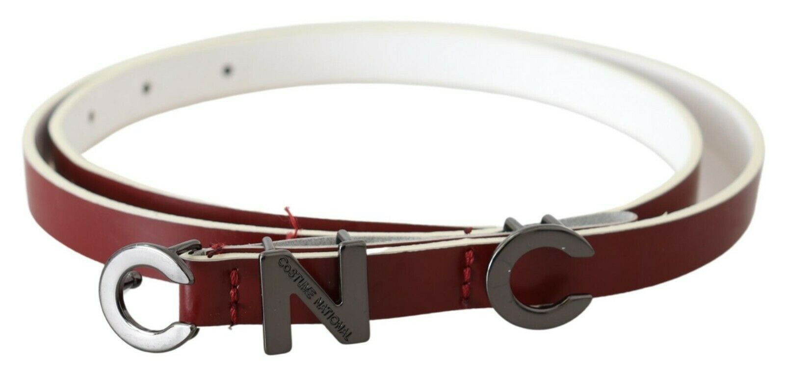 Costume National Chic Maroon Leather Fashion Belt - Luksusmuotia Costume National - Tutustu YVES JAVANNI® 