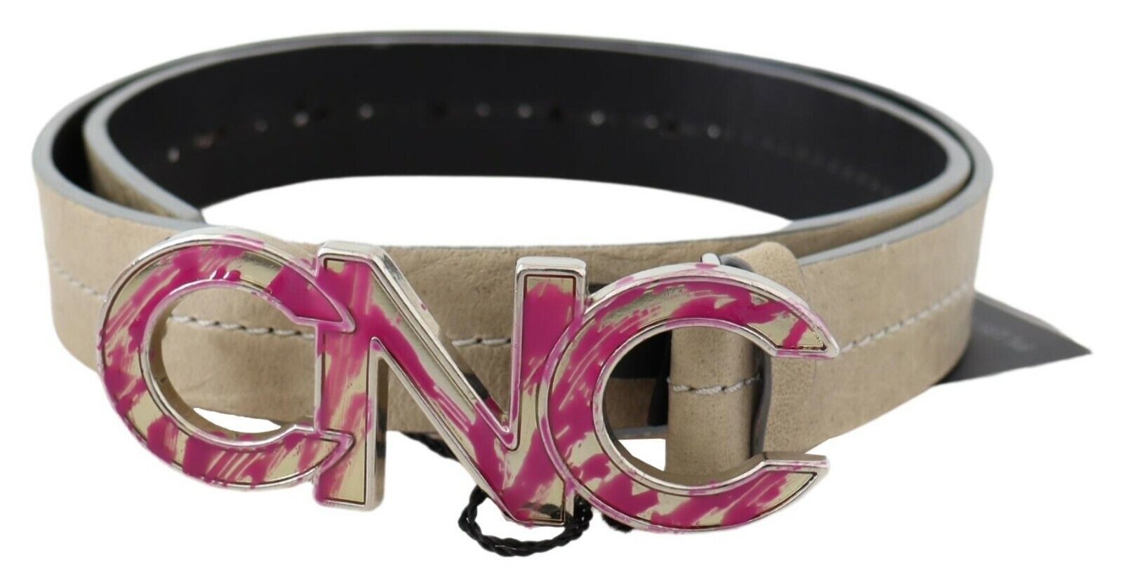 Costume National Beige Leather Fashion Belt with Logo Detail - Luksuslaukut ja asusteet Costume National - Tutustu YVES JAVANNI® 