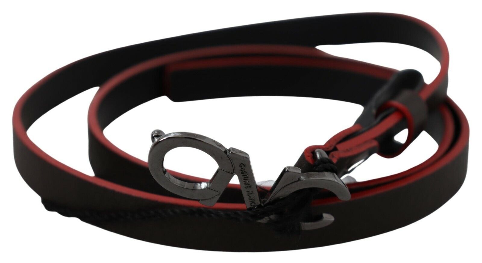 Costume National Maroon & Black Italian Leather Fashion Belt - Luksusmuotia Costume National - Tutustu YVES JAVANNI® 