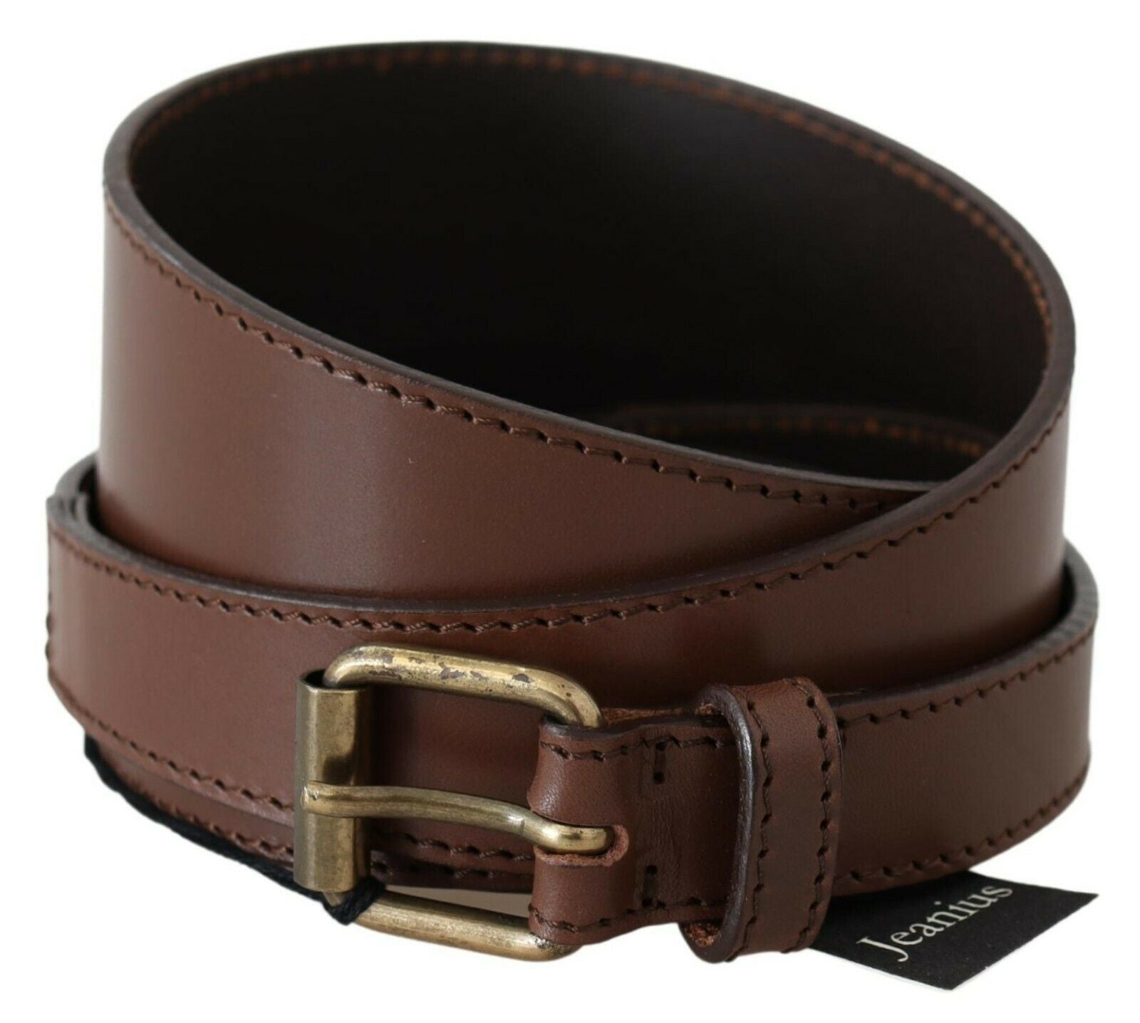 PLEIN SUD Chic Brown Leather Fashion Belt with Bronze-Tone Hardware - Luksuslaukut ja asusteet PLEIN SUD - Tutustu YVES JAVANNI® 