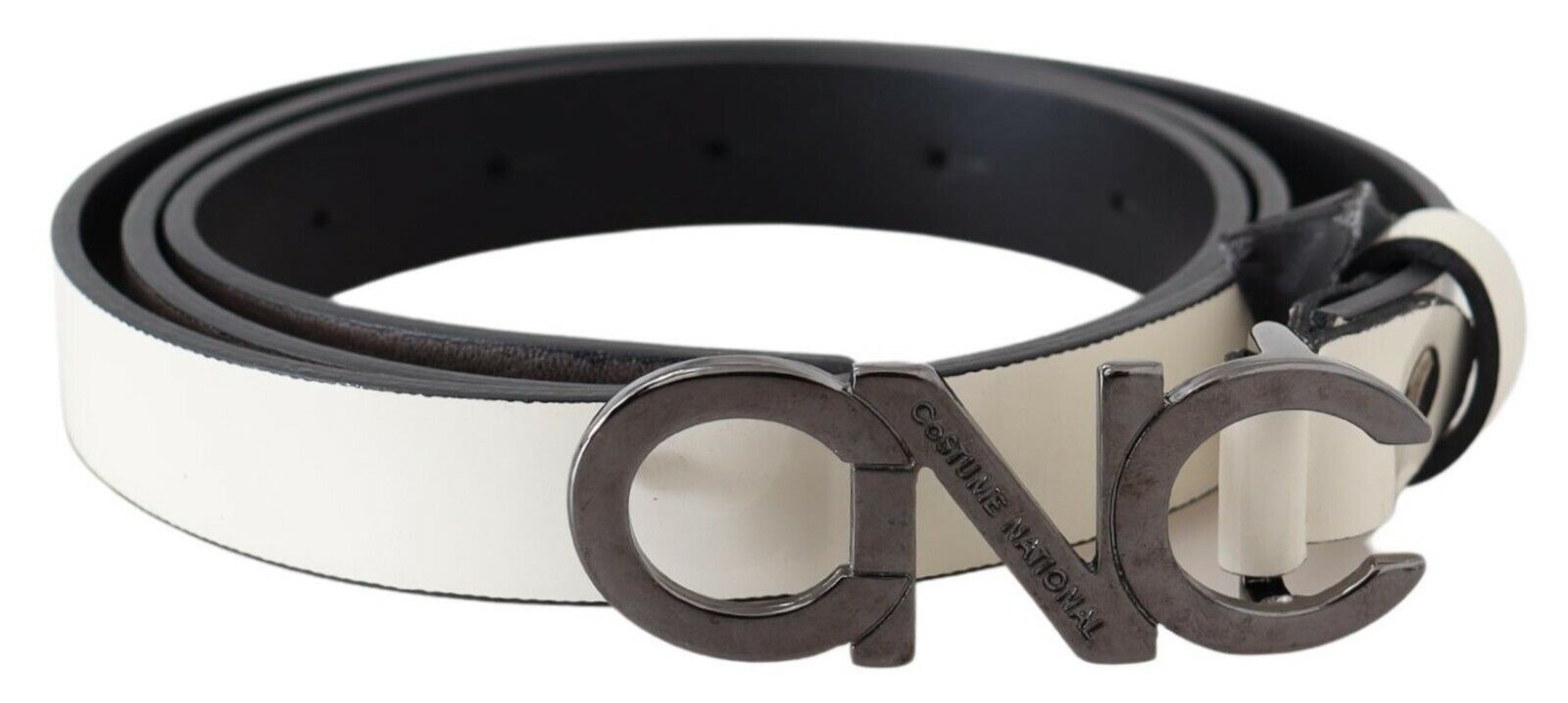 Costume National Metallic Gray Italian Leather Fashion Belt - Luksusmuotia Costume National - Tutustu YVES JAVANNI® 