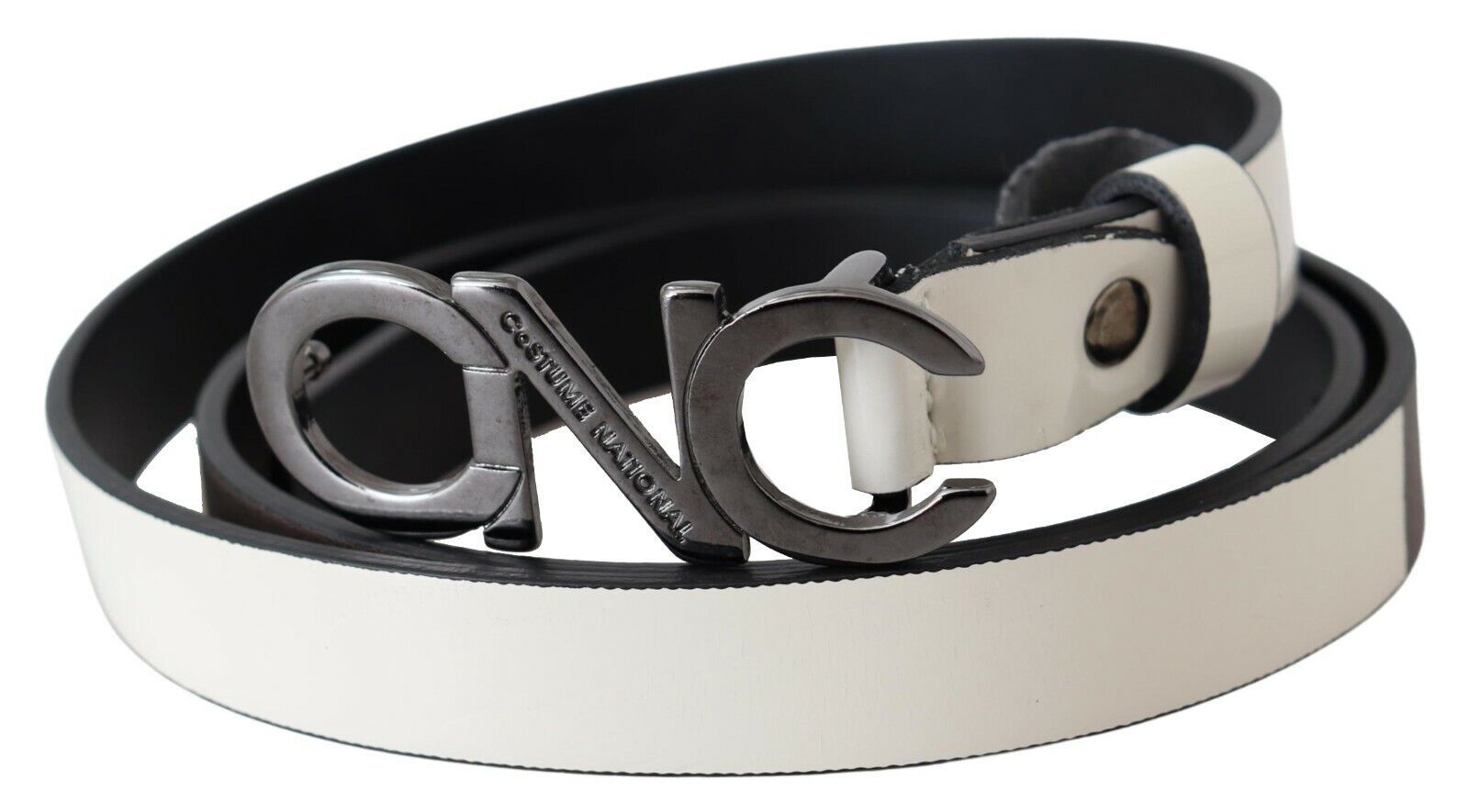 Costume National Metallic Gray Italian Leather Fashion Belt - Luksusmuotia Costume National - Tutustu YVES JAVANNI® 