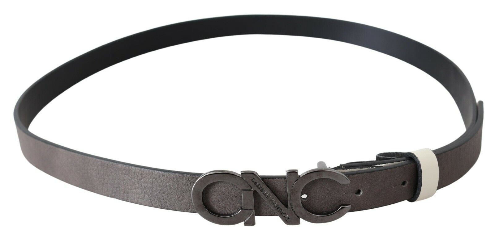 Costume National Metallic Gray Italian Leather Fashion Belt - Luksusmuotia Costume National - Tutustu YVES JAVANNI® 