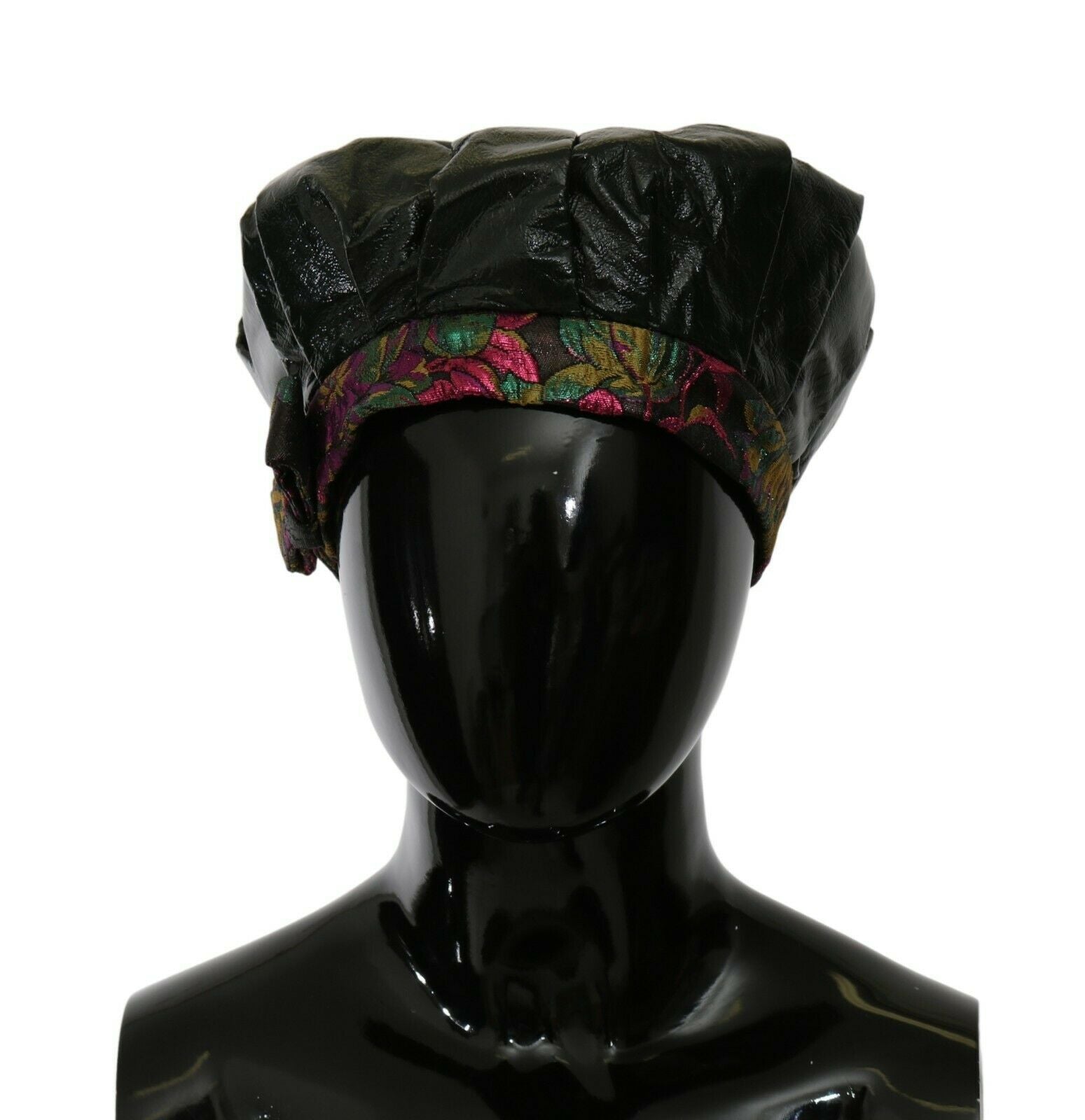 Dolce & Gabbana Elegant Black Beret Cap with Floral Lining - Luksusmuotia Dolce & Gabbana - Tutustu YVES JAVANNI® 